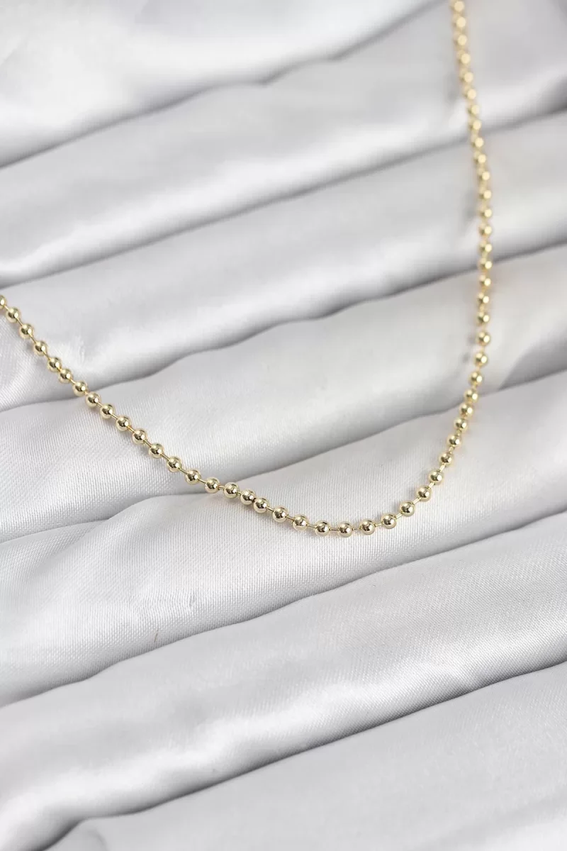 CM 14K Gold Renk Top Zincirli Model 60 cm Kadın Kolye - Lisinya