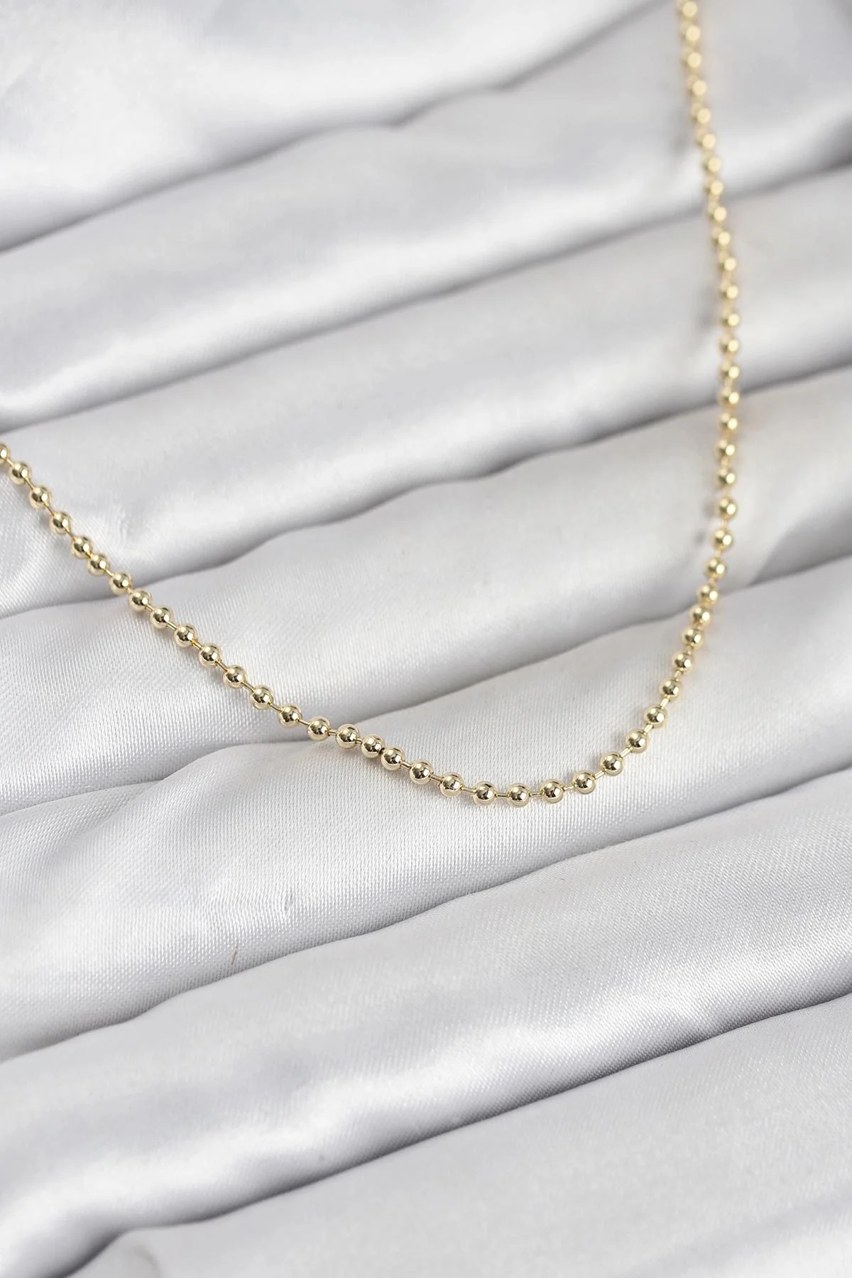 CM 14K Gold Renk Top Zincirli Model 60 cm Kadın Kolye