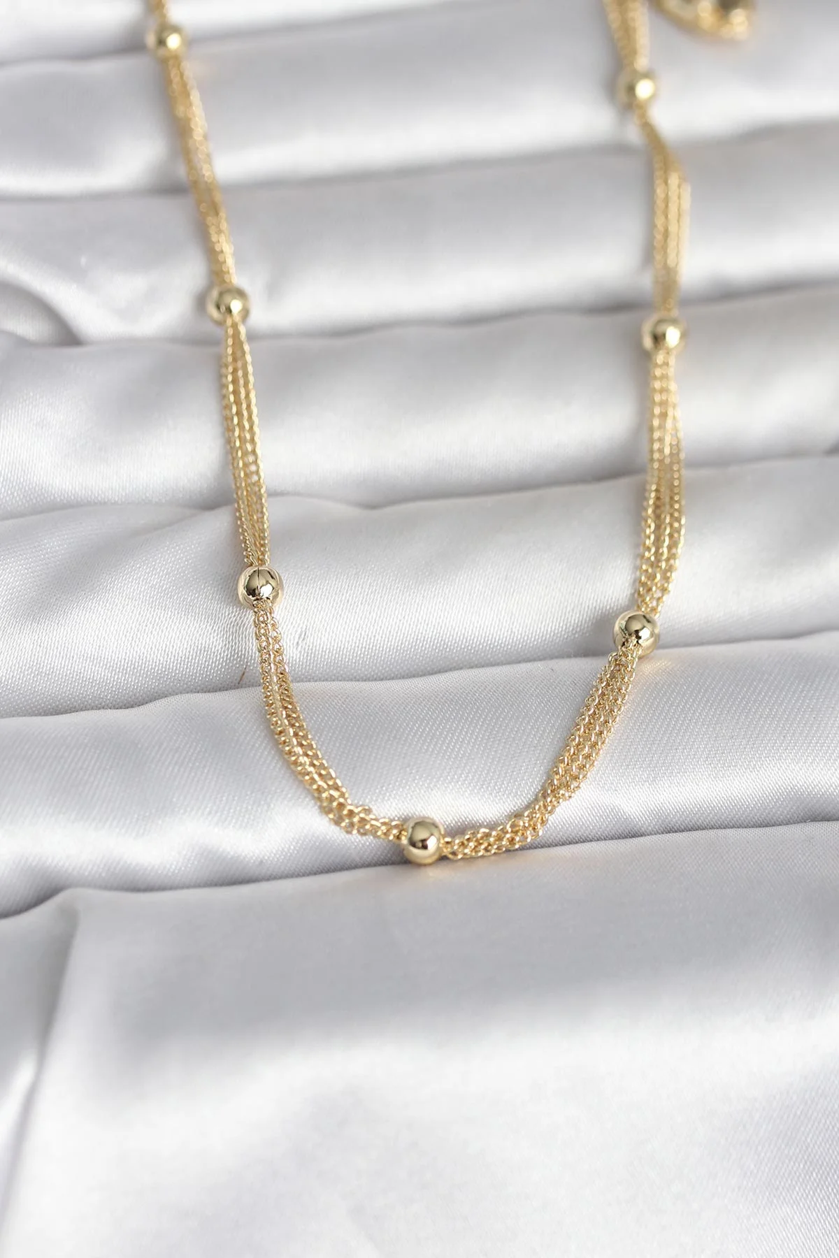 CM 14K Gold Renk Topçuk Model 60 cm Kadın Kolye 5886 - SSSSSS4592-2376