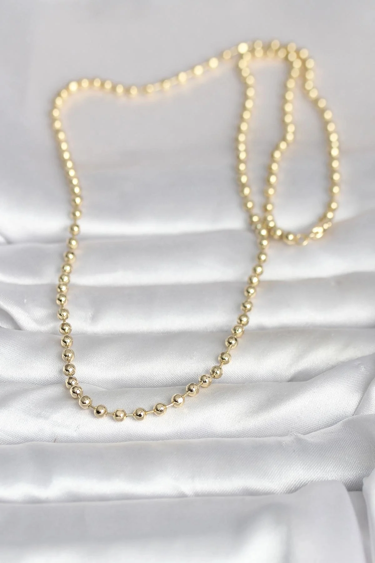 CM 14K Gold Renk Top Zincirli Model 60 cm Kadın Kolye