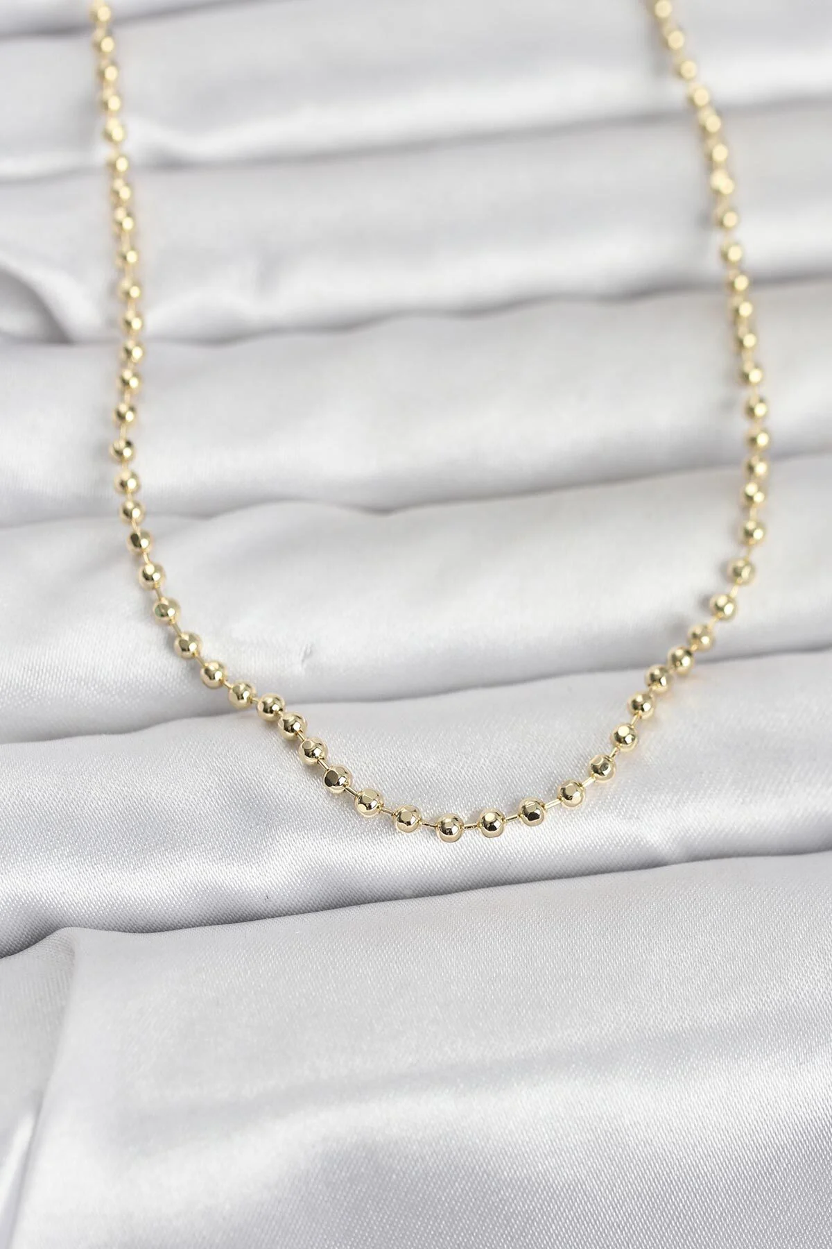 Cm 14K Gold Renk Top Zincirli Model 60 Cm Kadın Kolye