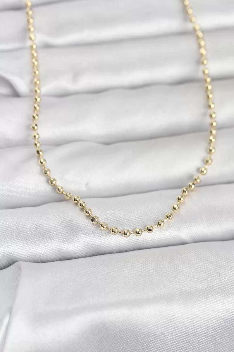 CM 14K Gold Renk Top Zincirli Model 60 cm Kadın Kolye - Lisinya