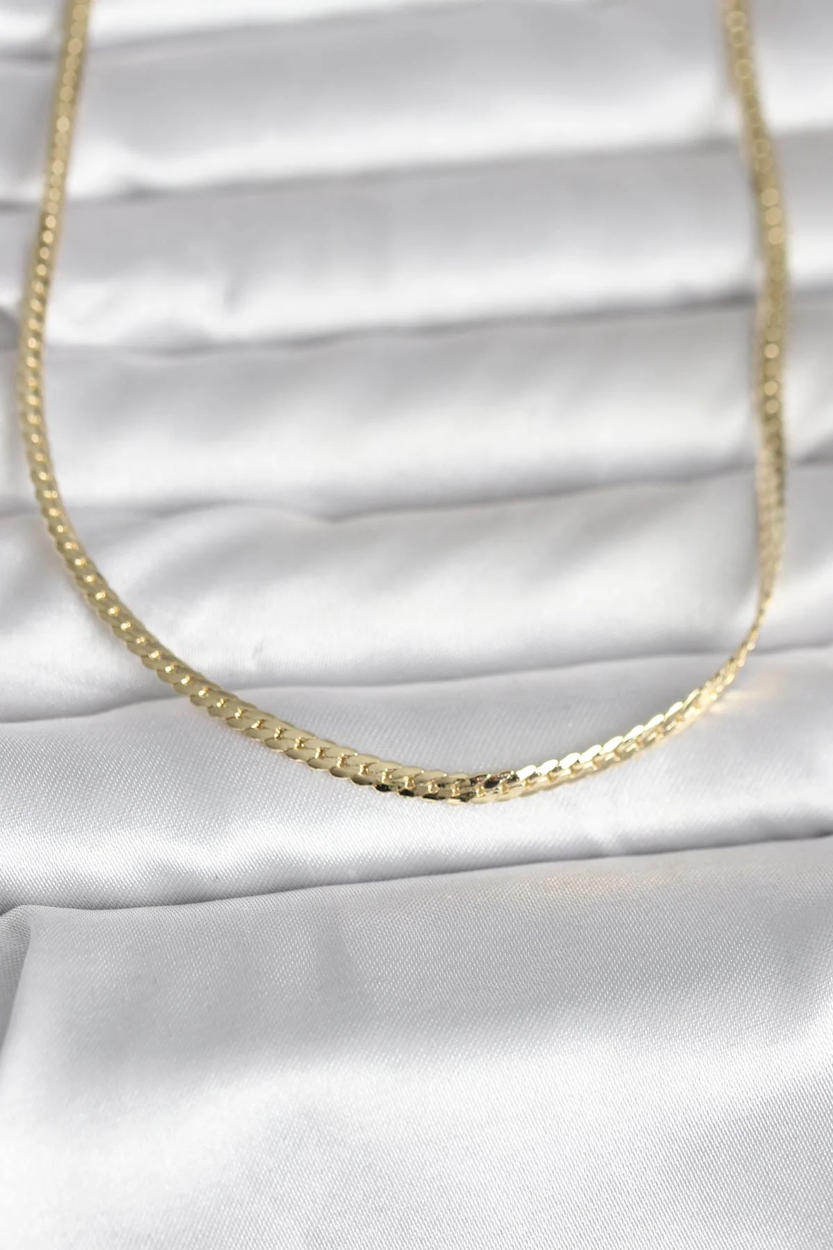 CM 14K Gold Renk Yassı Zincir Model 45 cm Kadın Kolye -1492