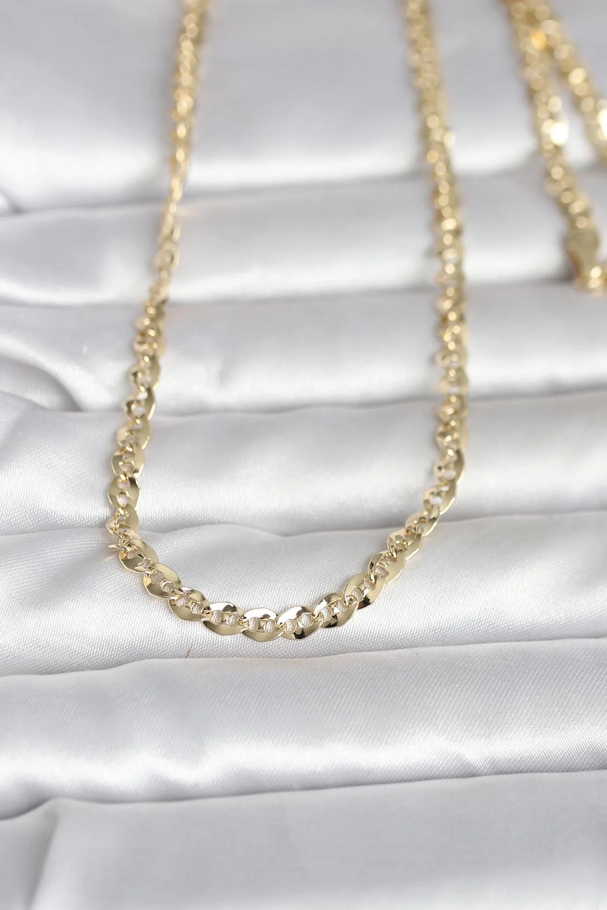 CM 14K Gold Renk Yassı Oval Zincirli Model 60 cm Kadın Kolye Fiyatı, Yorumları ve Özellikleri