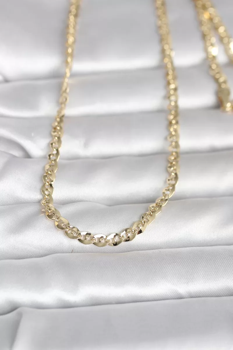 CM 14K Gold Renk Yassı Oval Zincirli Model 60 cm Kadın Kolye - Lisinya