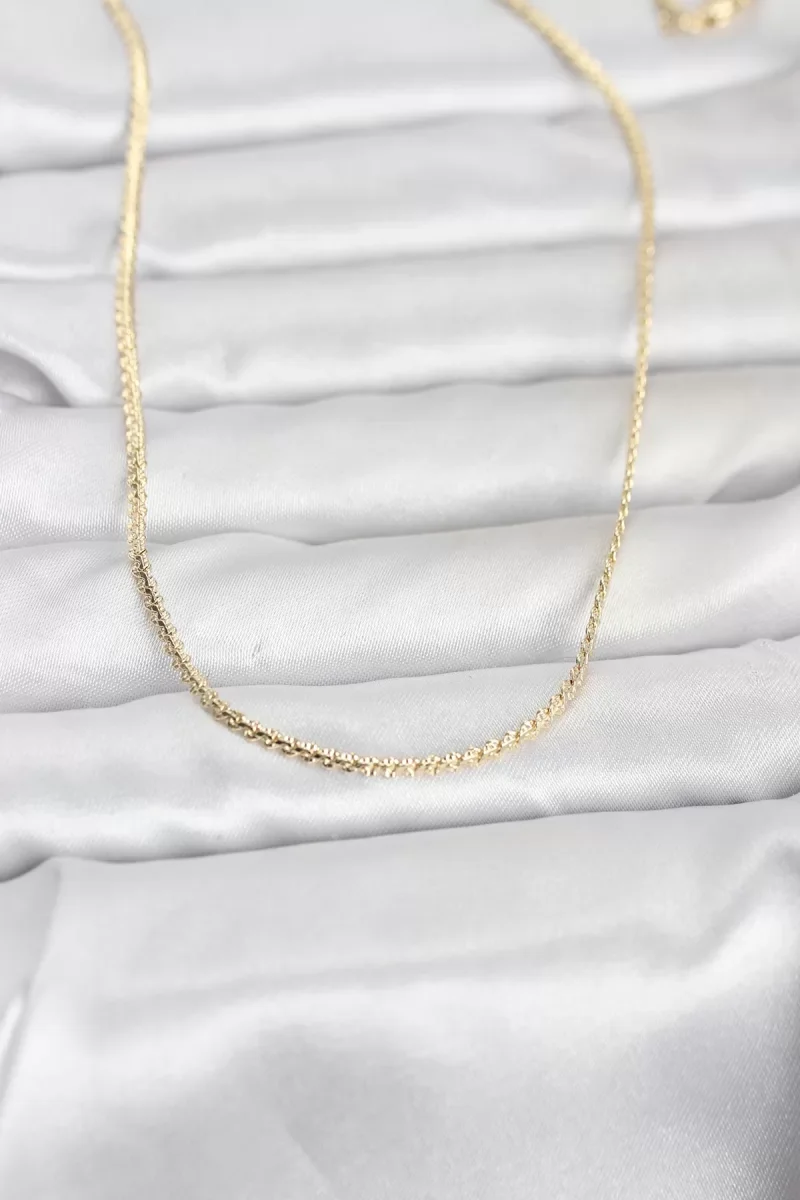 CM 14K Gold Renk Yassı Zincir Model 60 cm Kadın Kolye - Lisinya