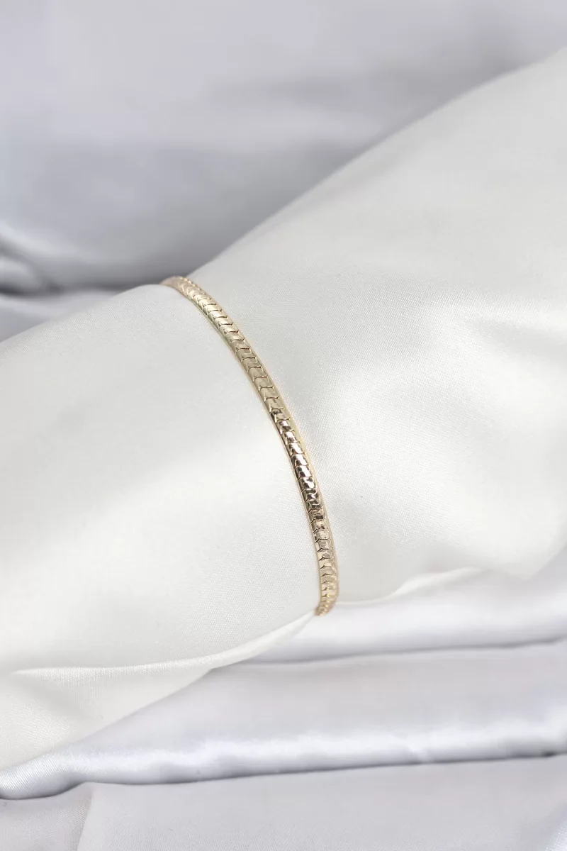 CM 14K Gold Renk Yassı Zincir Model Kadın Bileklik - Lisinya