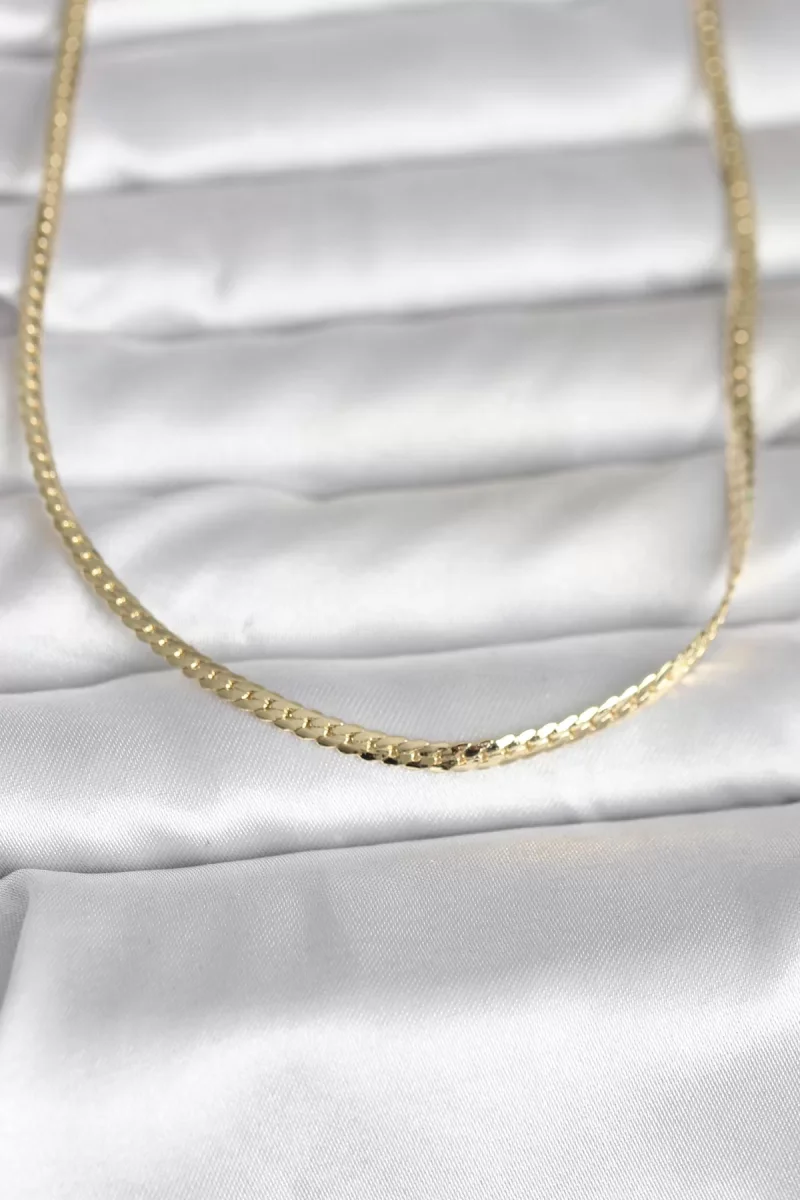 CM 14K Gold Renk Yassı Zincir Model 45 cm Kadın Kolye - Lisinya