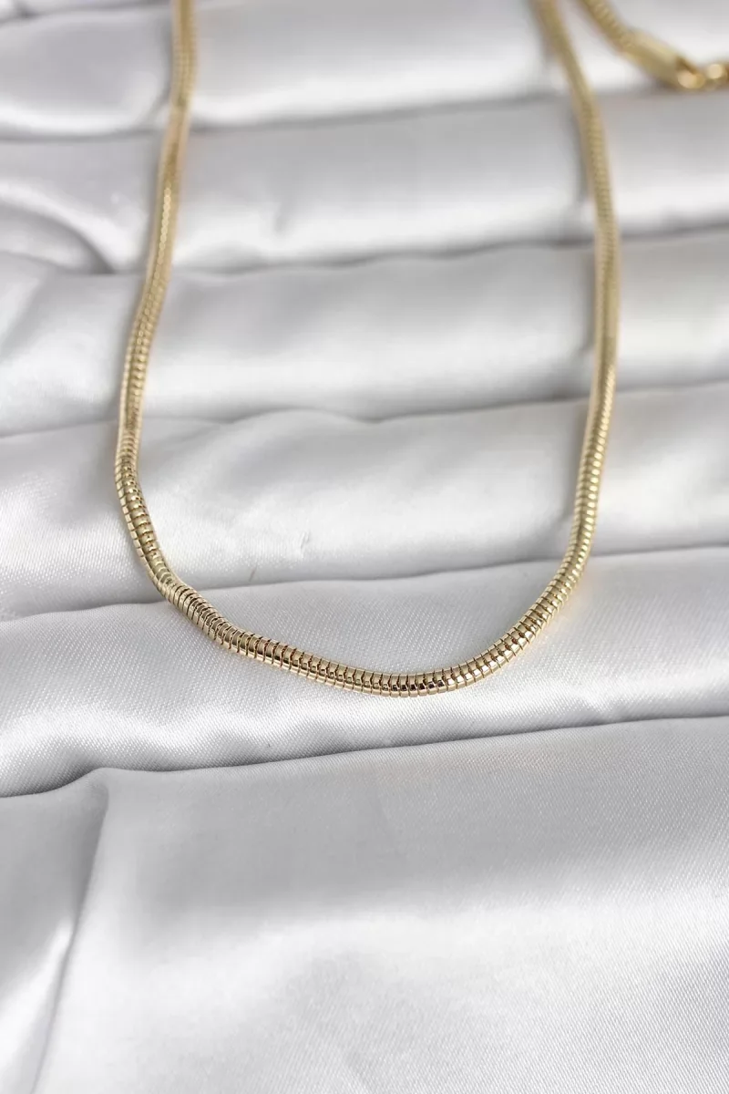 CM 14K Gold Renk Yılan Zincir Model 60 cm Kadın Kolye - Lisinya