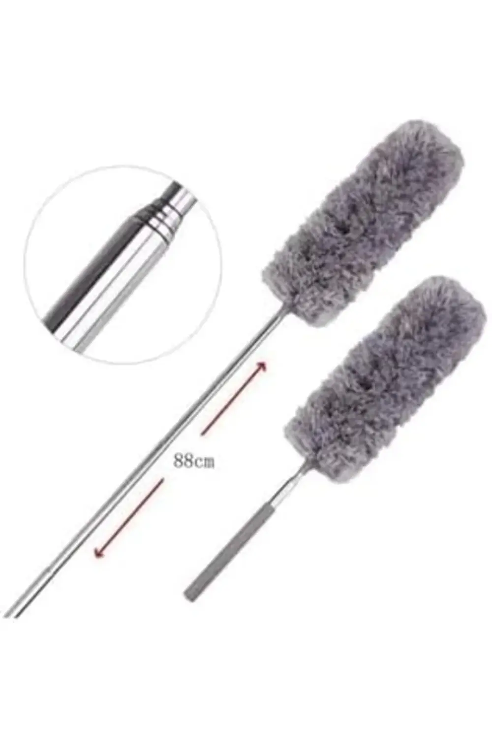 Cm Teleskopik Uzatılabilir Mikrofiber Yumuşak Başlıklı Gri Toz Al
