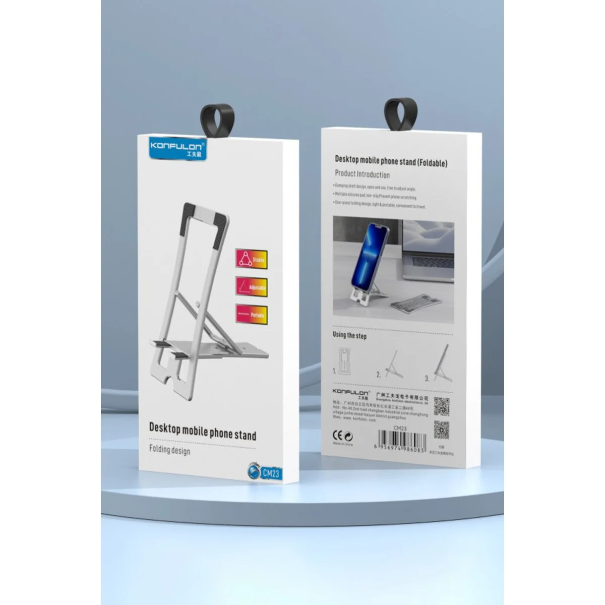 CM23 Ayarlanabilir Katlanabilir Masaüstü Telefon Tutucu (Gümüş)
