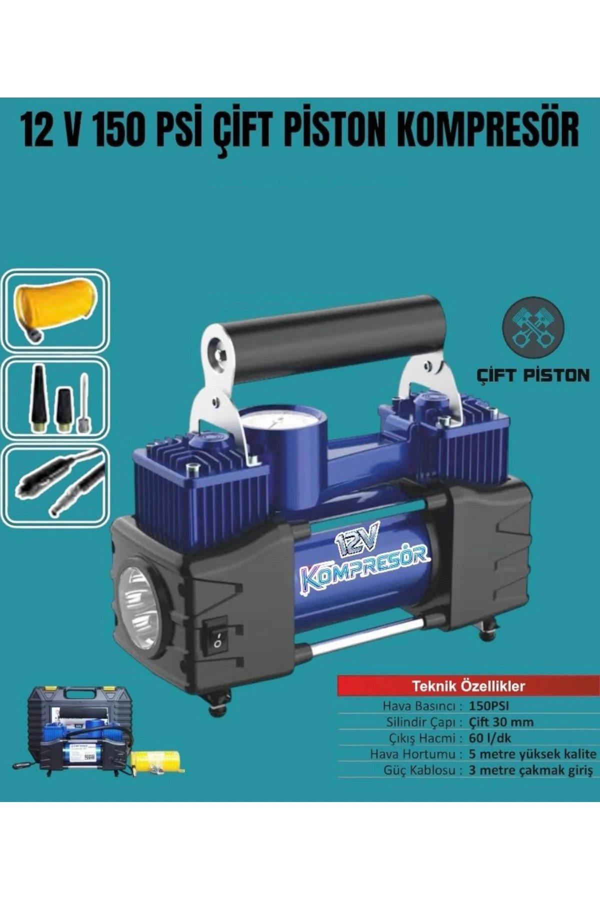 CMC Çift Piston Araç Hava Kompresörü