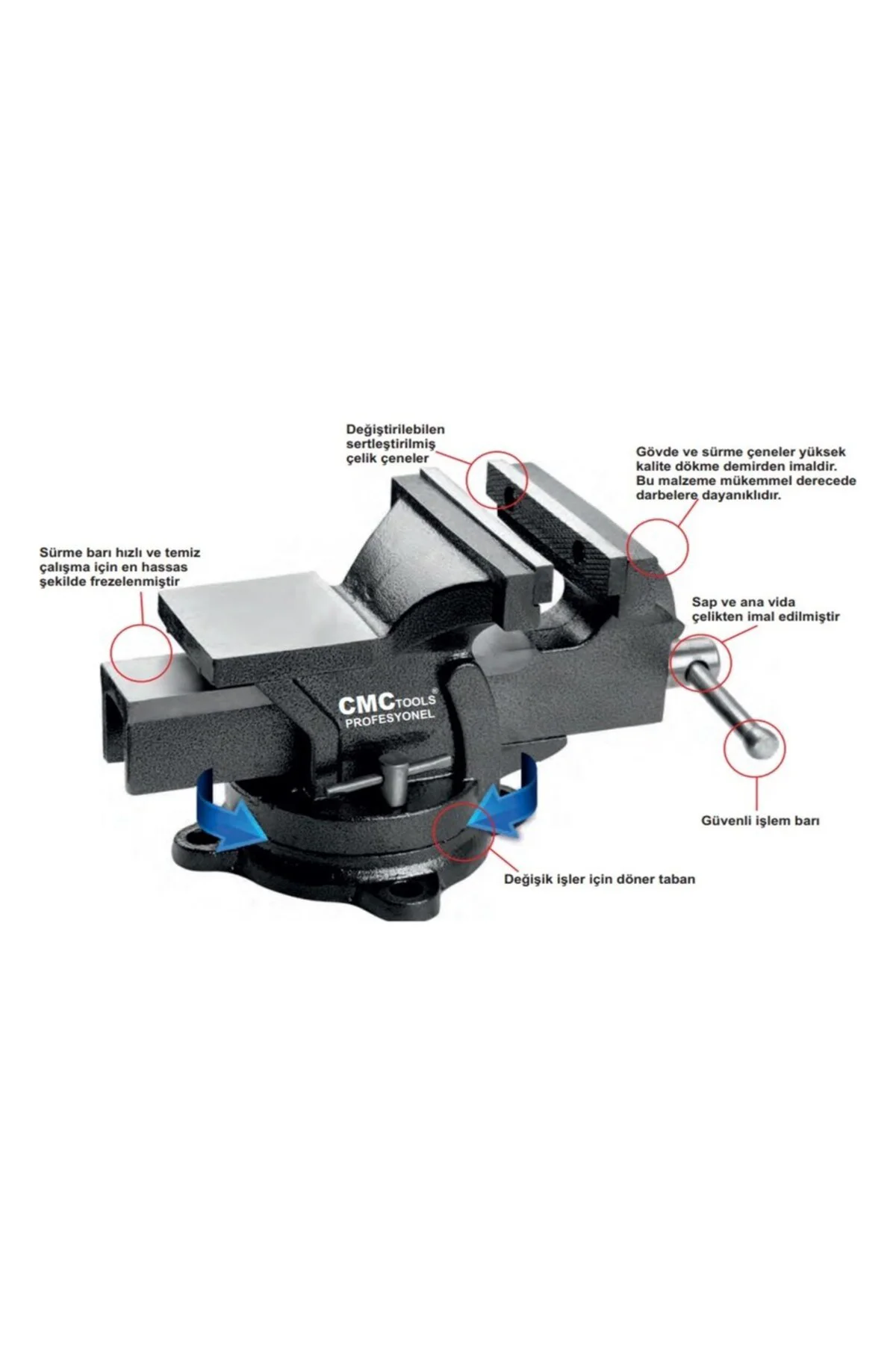 CMC6891 100mm Dönerli Tezgah Mengene