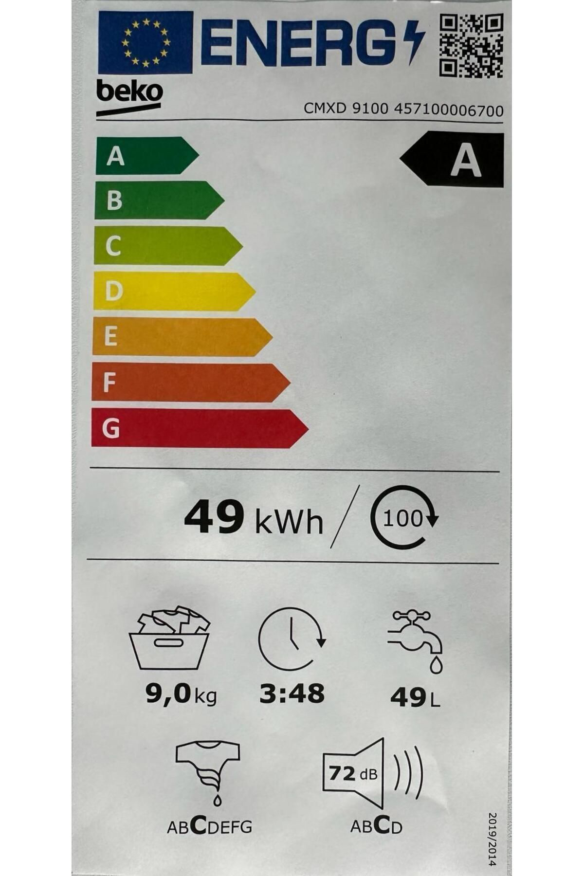 Beko Cmxd 9100  A Enerji 9Kg 1000D Çamaşir Makinasi