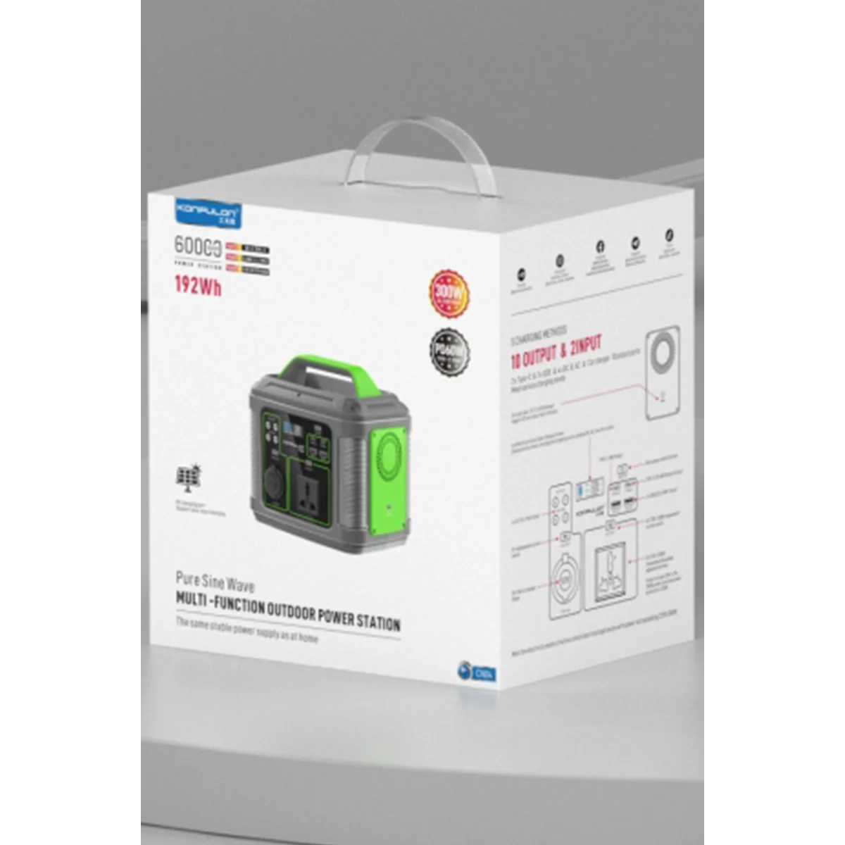CN04 300W 60.000 mAh Güç İstasyonu - 10 Çıkışlı, 5W LED'li Dış Mekan Şarj Cihazı