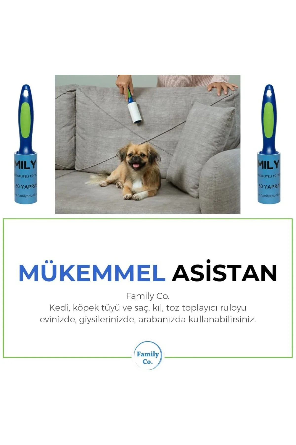 Co. Kedi Köpek Saç Kıl Tüy Toplayıcı Rulo 1 Rulo 6 Yedek Her Biri