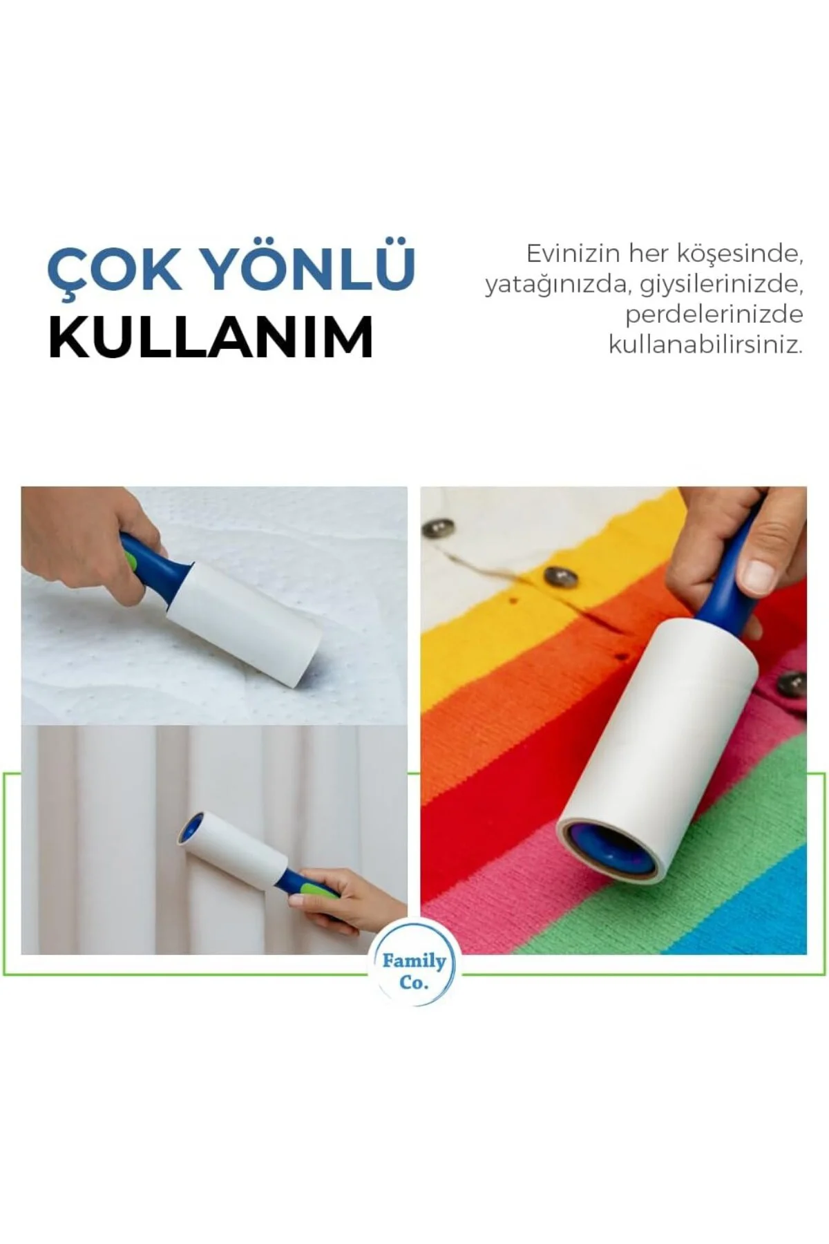 Co. Kedi Köpek Saç Kıl Tüy Toplayıcı Rulo 1 Rulo 6 Yedek Her Biri