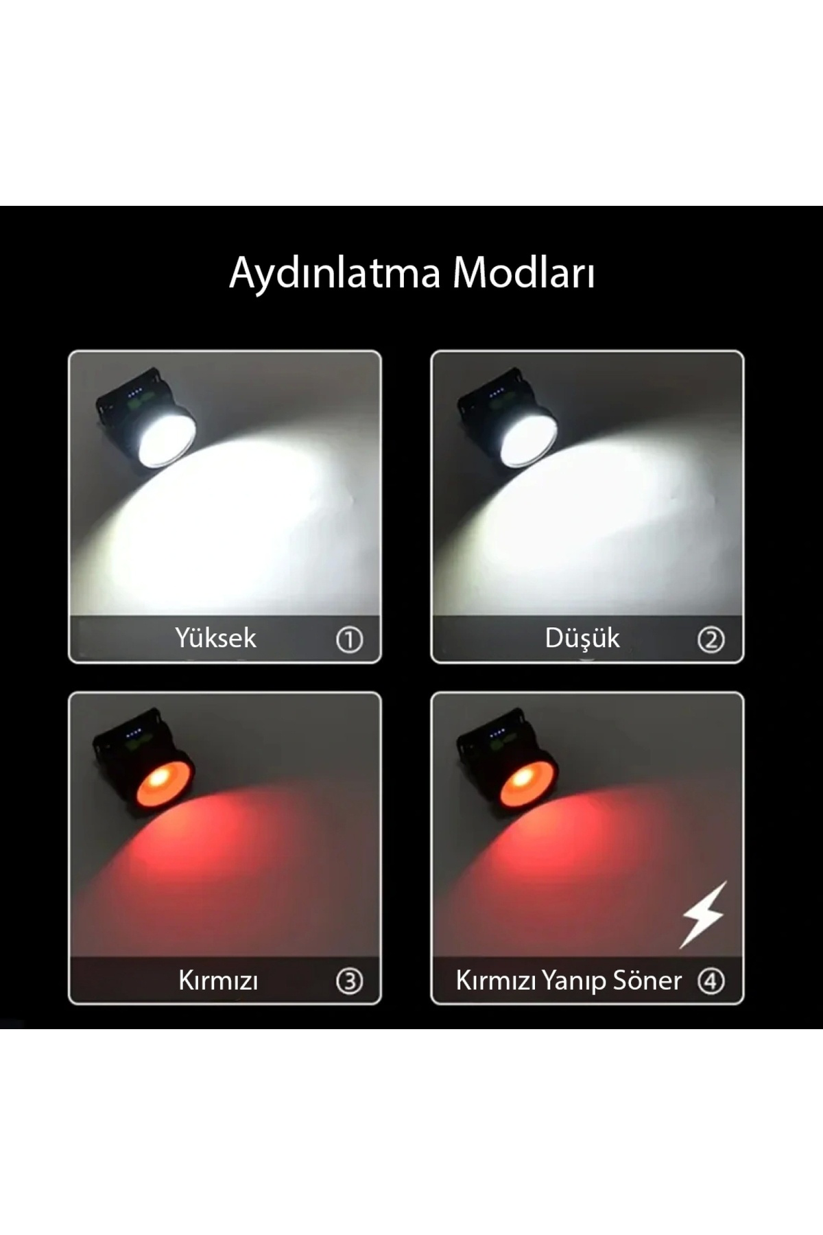 COB LED BEYAZ KIRMIZI SOLAR KAFA LAMBASI FENERİ TYPE-C ŞARJLI 73X