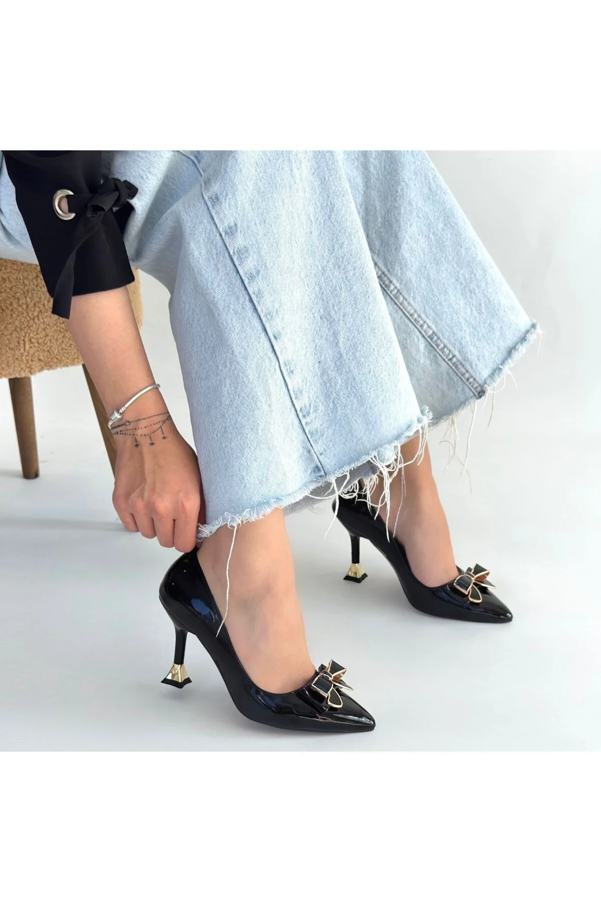 Coby Siyah Rugan Topuklu Ayakkabı