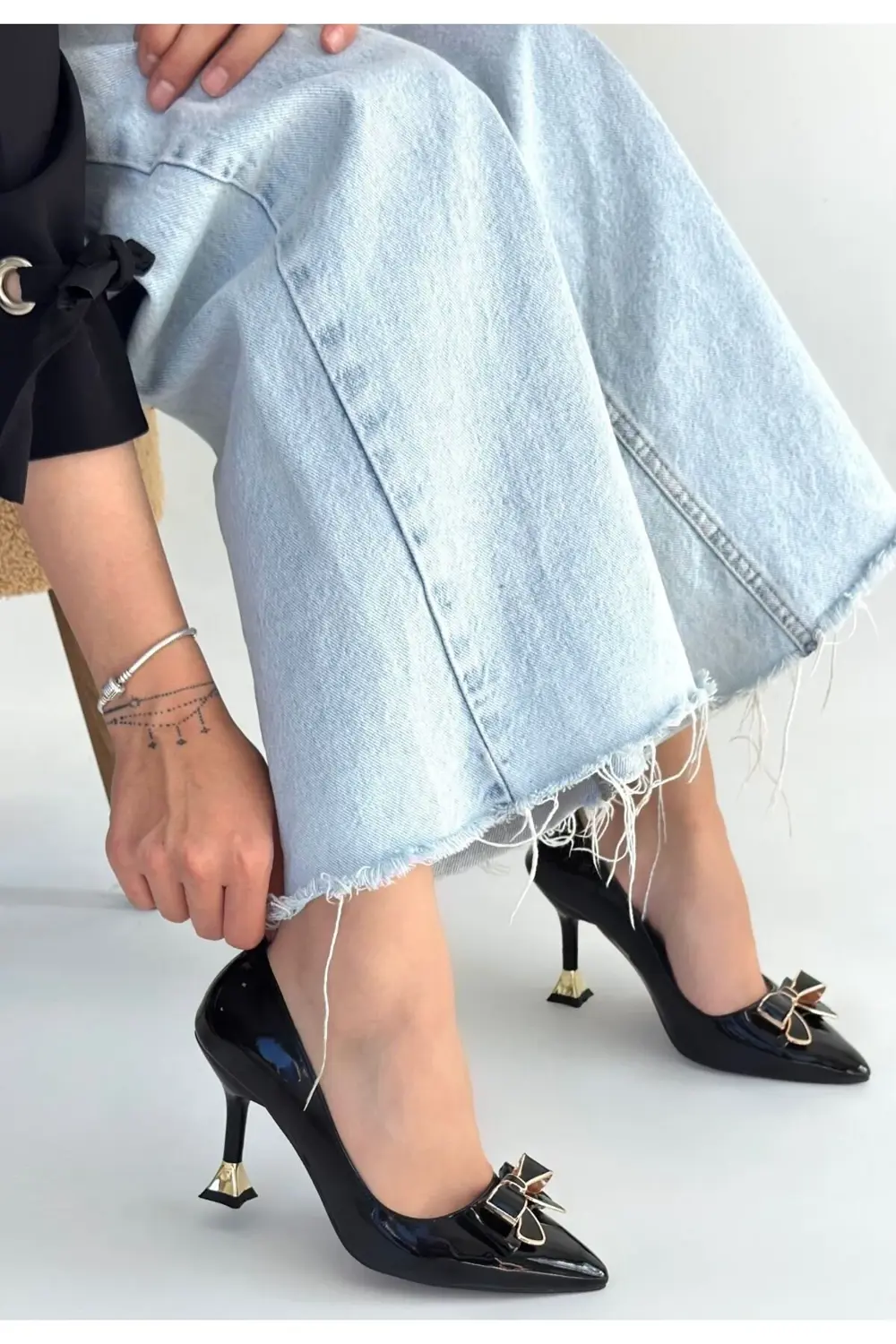 Coby Siyah Rugan Topuklu Ayakkabı