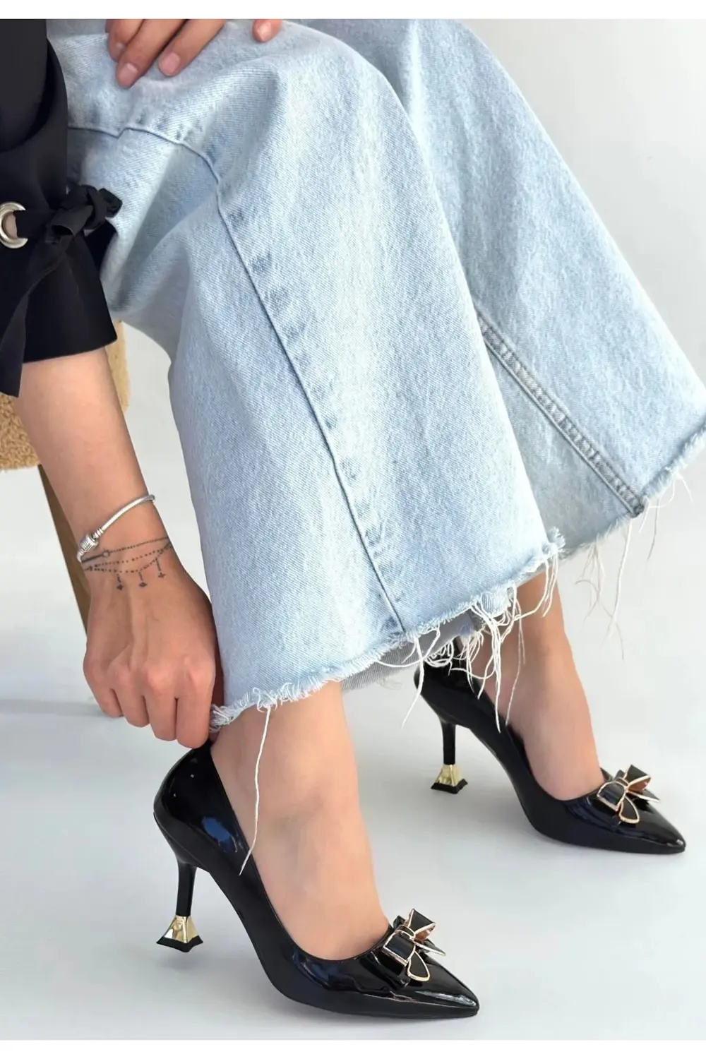 Coby Siyah Rugan Topuklu Ayakkabı