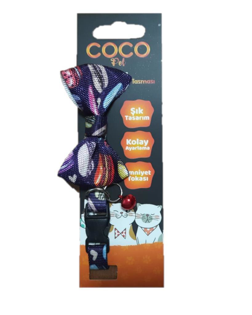 Coco Pet Papyon Mor Desenli Ayarlanabilir Kedi ve Minik Köpek Tas