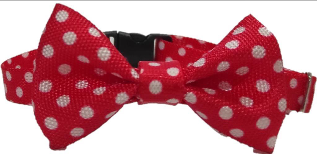 Coco Pet  Papyon Kırmızı Noktalı Desenli Ayarlanabilir Kedi Ve Min