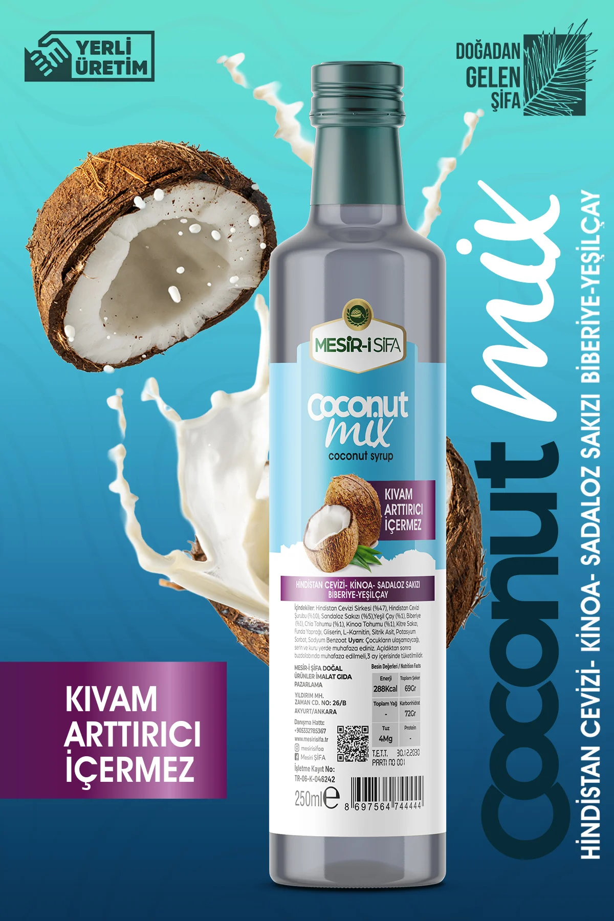 Coconut Mix Hindistan Cevizi Şurubu 250ml - Kinoa Sadaloz Sakızı Coconut Mix Hindistan Cevizi Şurubu 250ml - Kinoa Sadaloz Sakızı
