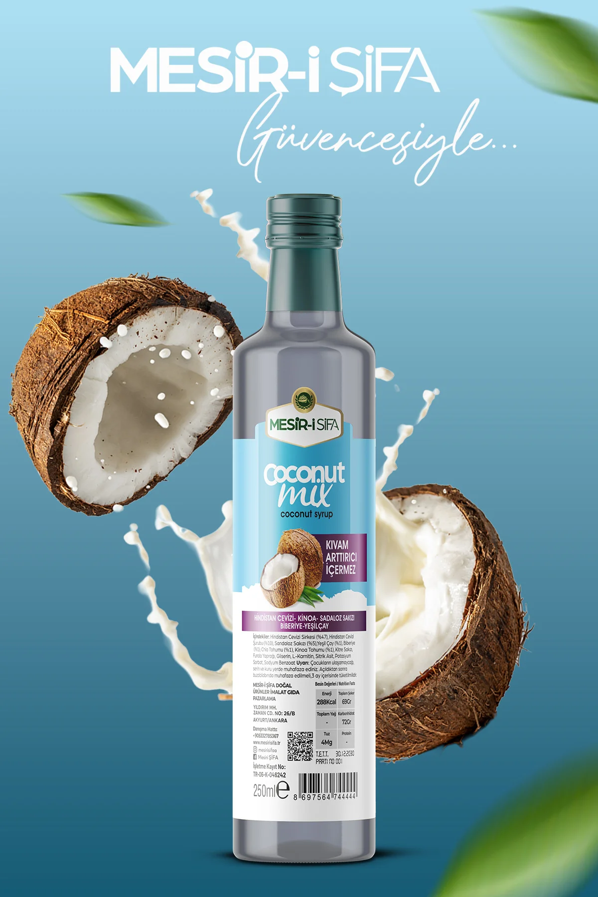 Coconut Mix Hindistan Cevizi Şurubu 250ml - Kinoa Sadaloz Sakızı Coconut Mix Hindistan Cevizi Şurubu 250ml - Kinoa Sadaloz Sakızı