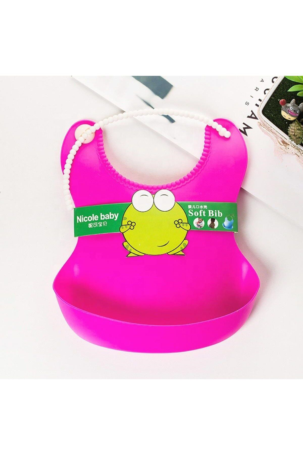 Ok Aksesuar Çocuk Bebek Mama Önlüğü Dökülme Engelleyici Bükülebilir Pembe Go5