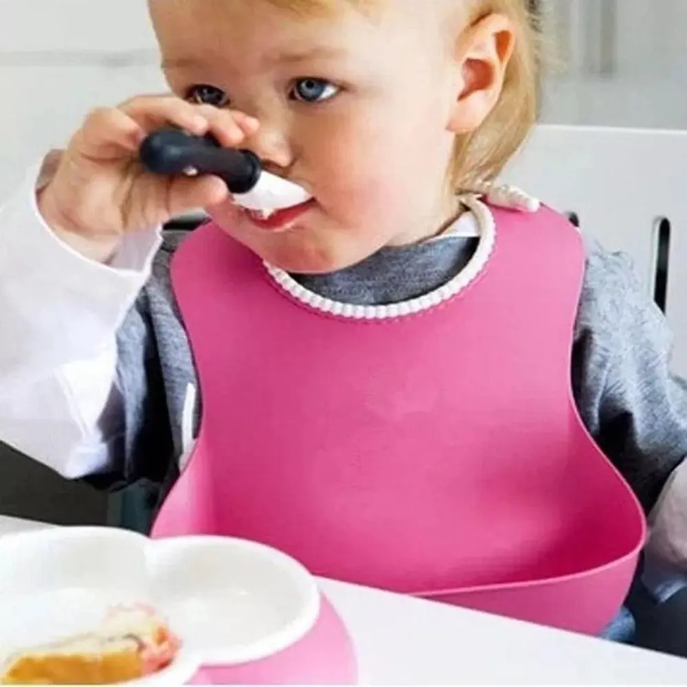 Çocuk Bebek Mama Önlüğü Dökülme Engelleyici Bükülebilir Pembe (47 Çocuk Bebek Mama Önlüğü Dökülme Engelleyici Bükülebilir Pembe (47