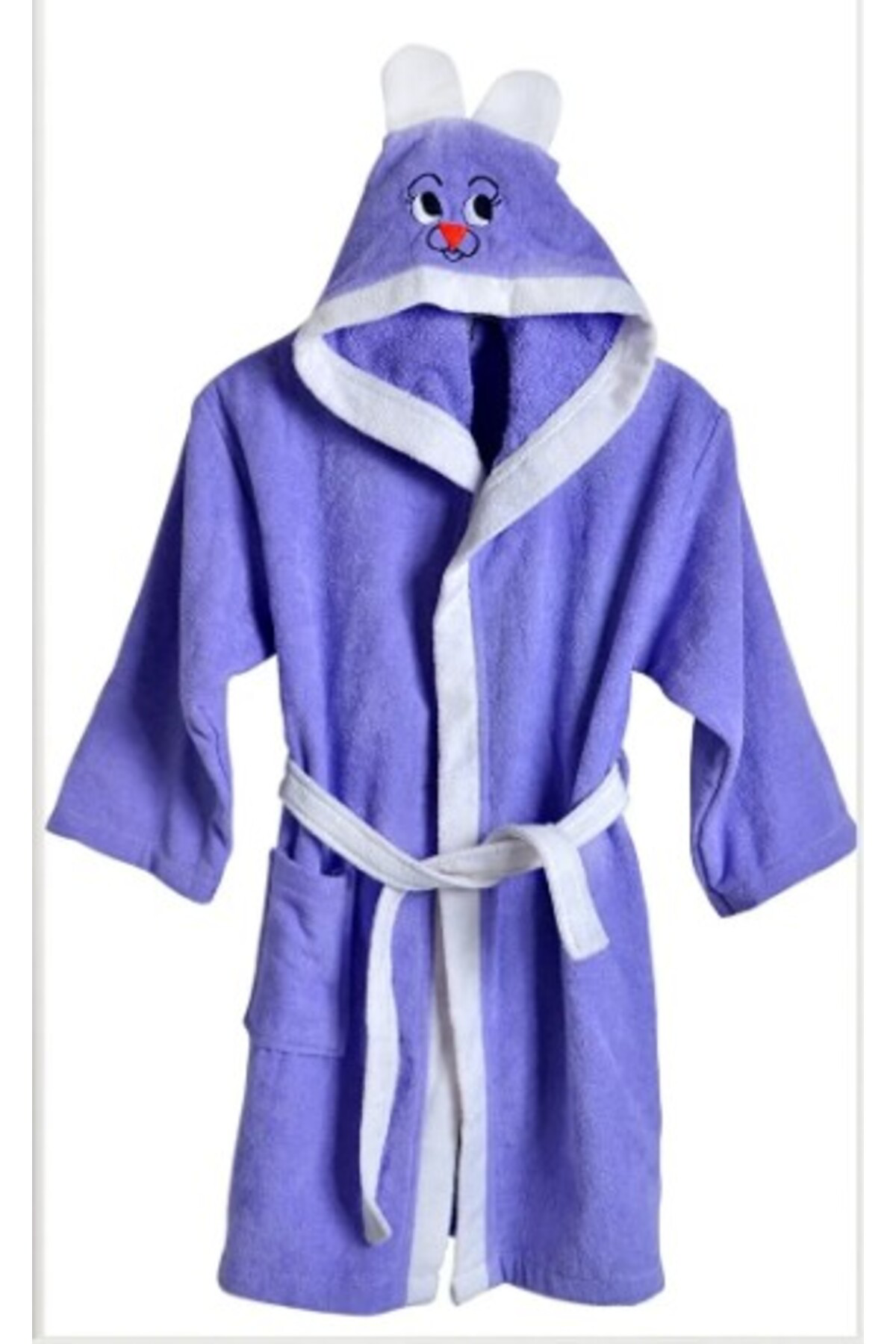 Ok Aksesuar Çocuk Bornoz Kapüşonlu Pamuklu Lila
