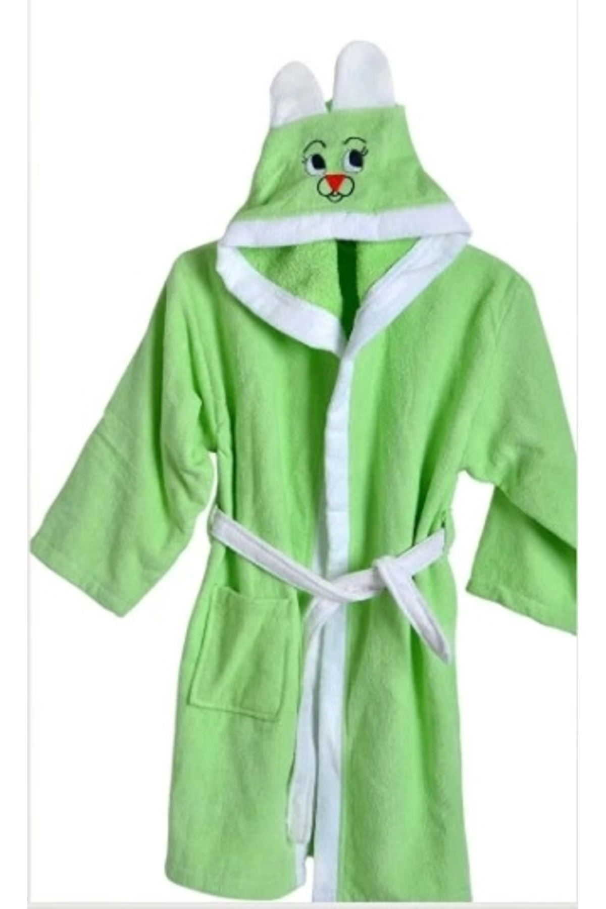 Melff Çocuk Bornoz Kapüşonlu Pamuklu Yeşil