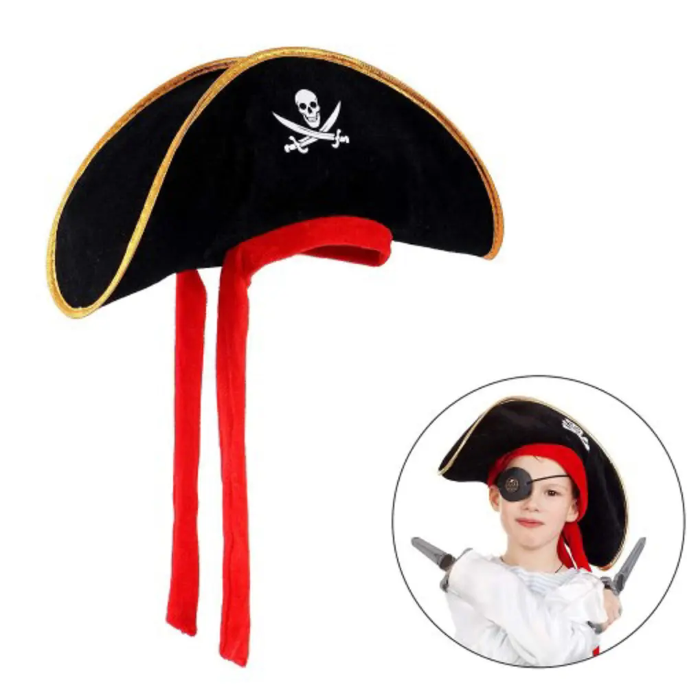 Çocuk Boy Kadife Jack Sparrow Denizci Kaptan Jack Korsan Şapkası 