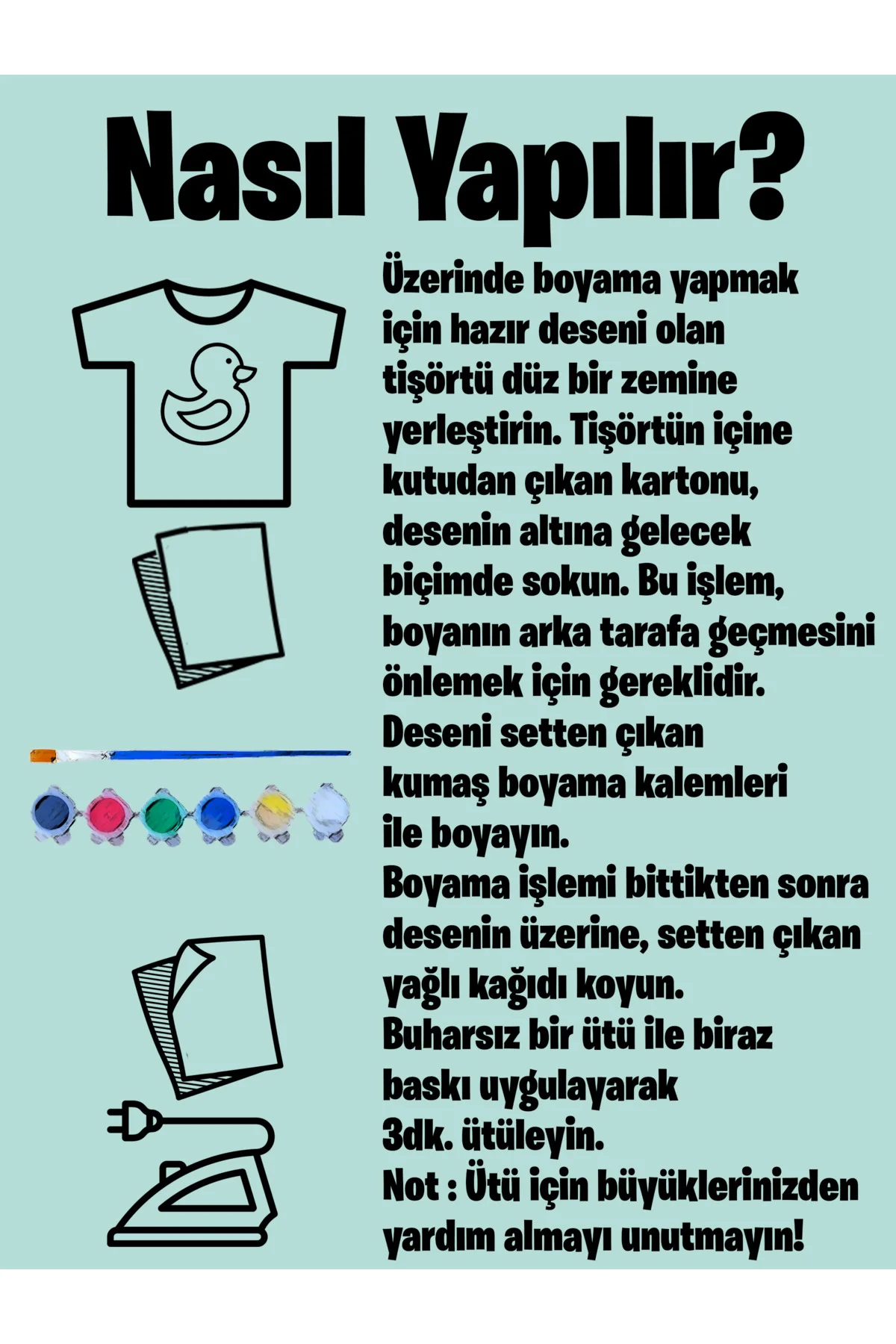 Çocuk Boyama Tişörtü Dinozor Desenli | Kumaş Boyası ile Eğitici ve Eğlenceli Aktivite Seti