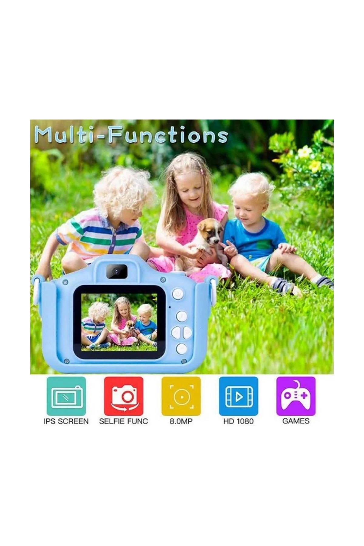 Çocuk Dijital Fotoğraf Makinası 20 Mp Video Kaydedici 2.0 İnç Çift Kameralı