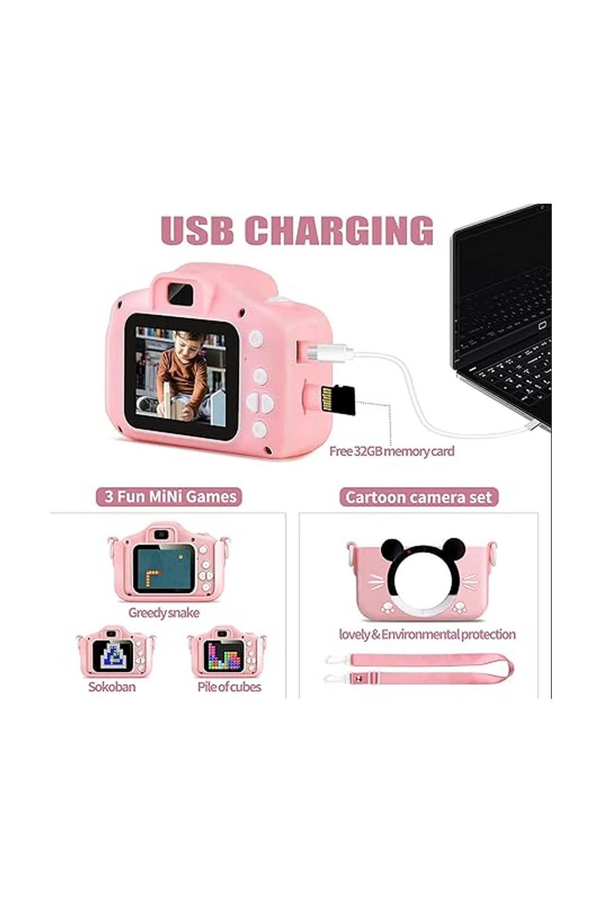 Butik Çocuk Dijital Fotoğraf Makinası 20 Mp Video Kaydedici 2.0 İnç Çif