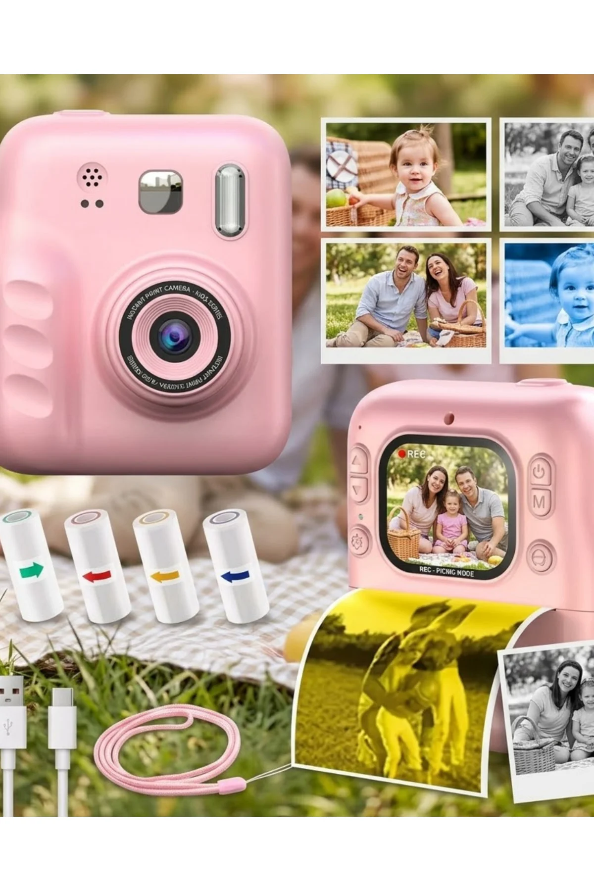 Çocuk Dijital Fotoğraf Makinesi Anında Baskı ve HD Video Kayıt Öz