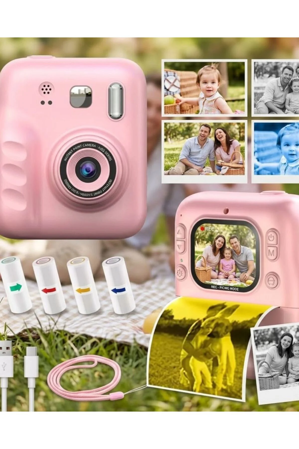 Çocuk Dijital Fotoğraf Makinesi Anında Baskı Ve Hd Video Kayıt Öz