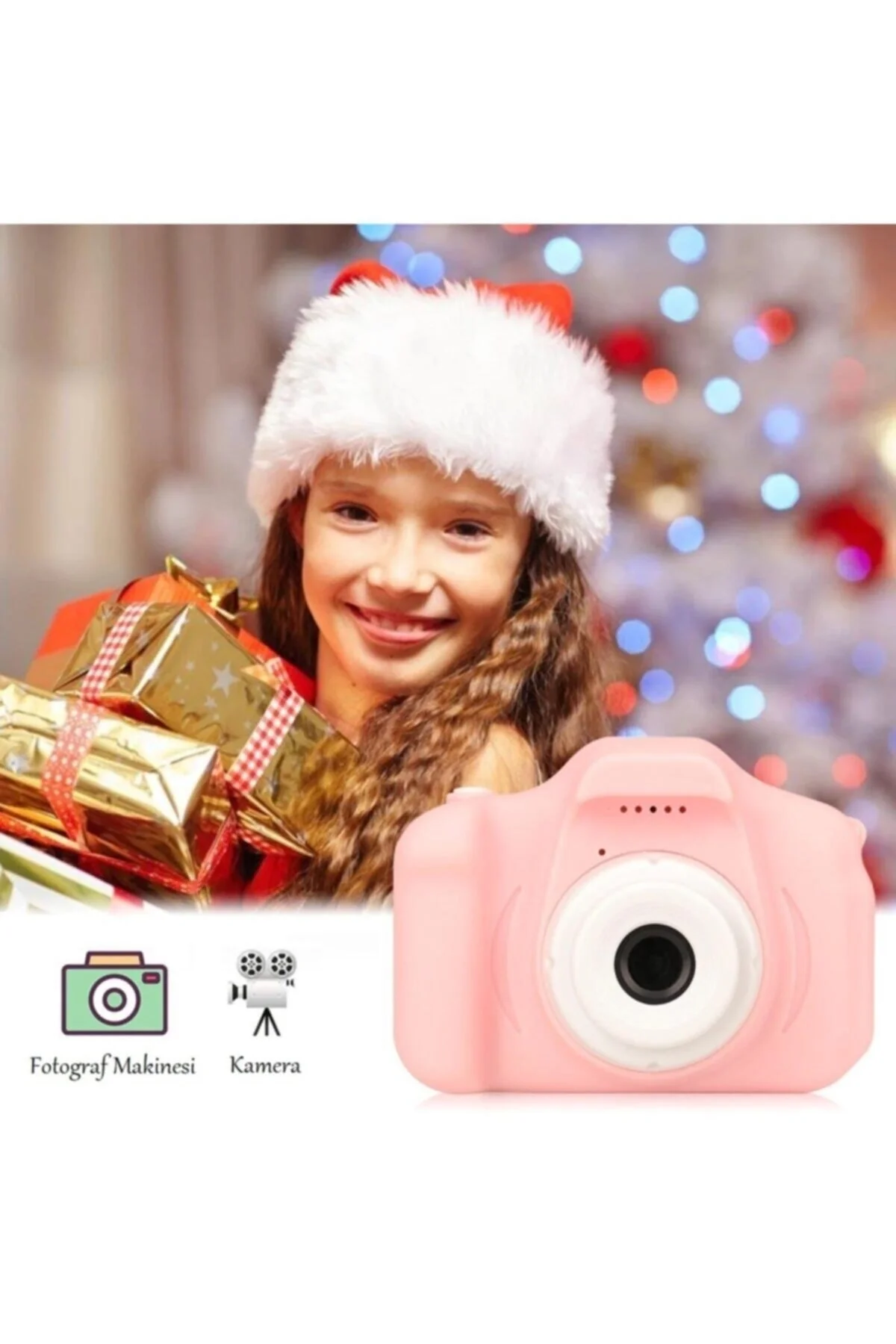 Çocuk dijital fotoğraf makinesi 1080p video SD kart destekli 10-15 MP pembe - SD Bellek Kartı Tipi