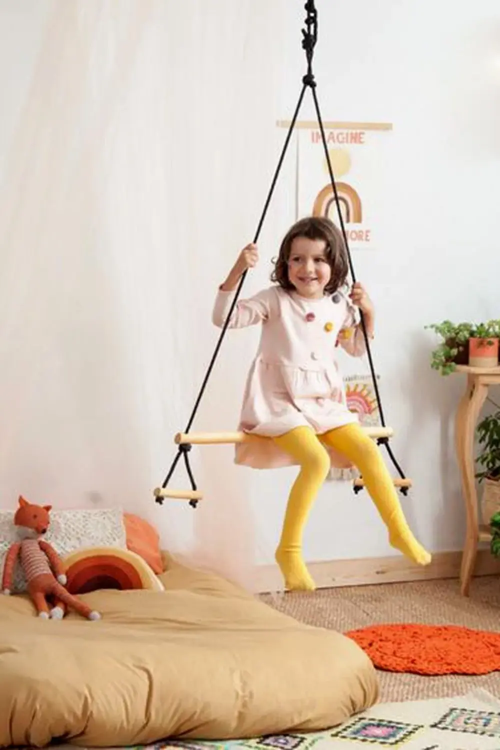 Çocuk Duyusal Ahşap Trapez Salıncak Çocuk Jinlastik Aktivite Geli