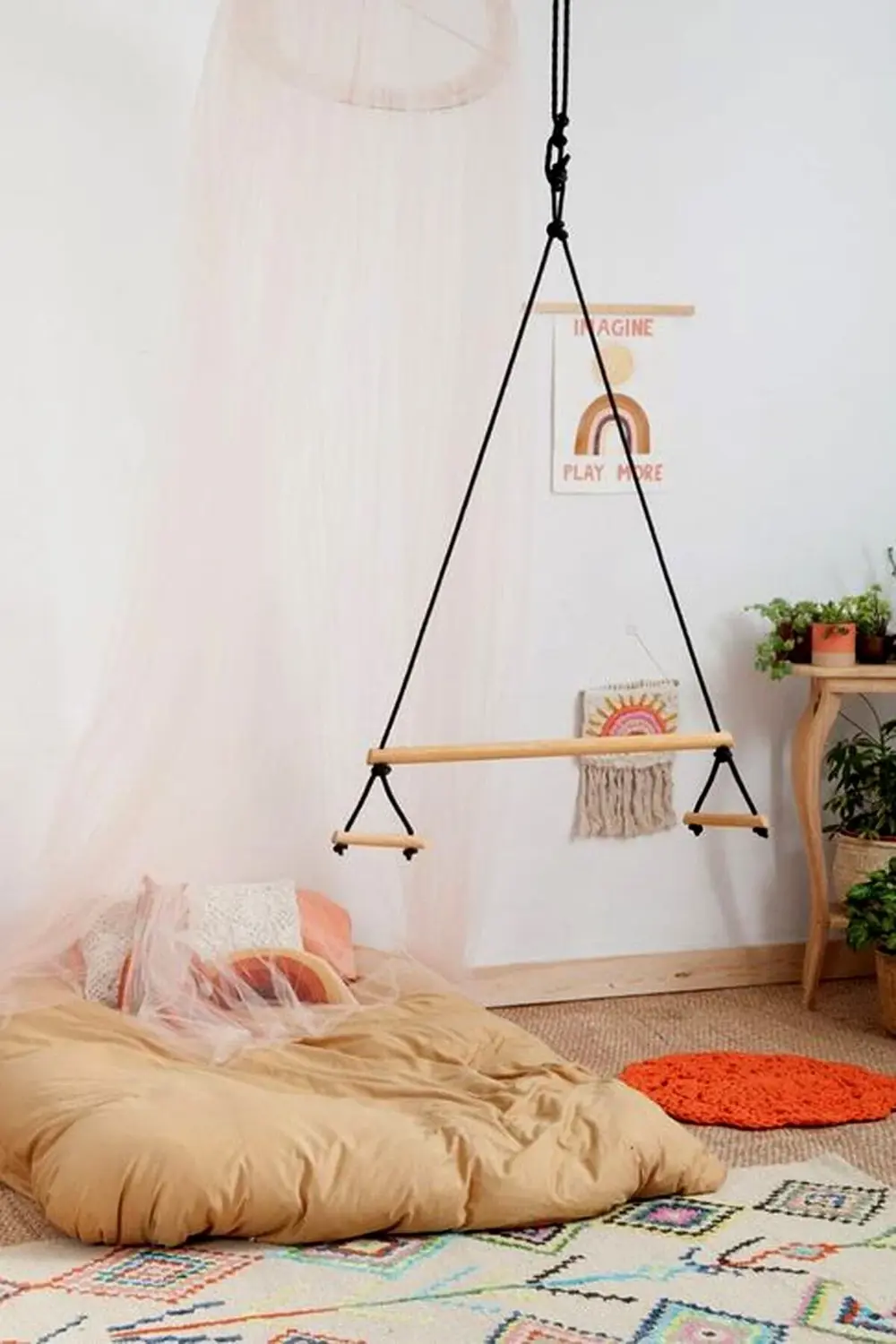 Çocuk Duyusal Ahşap Trapez Salıncak Çocuk Jinlastik Aktivite Geli