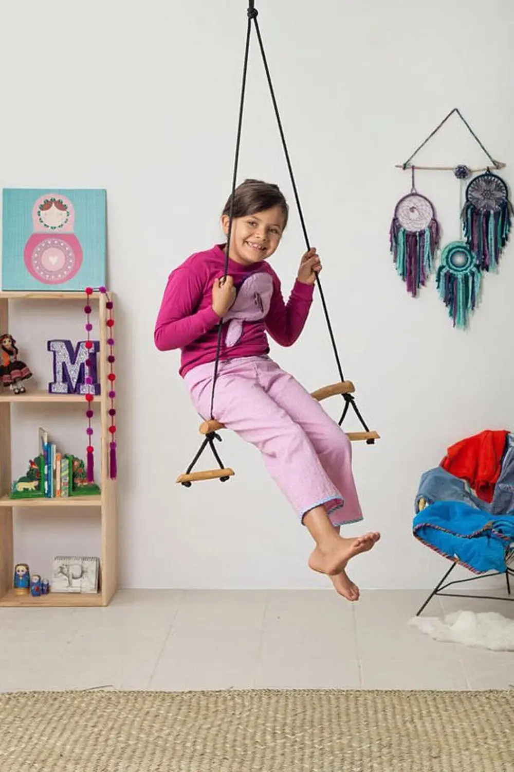 Çocuk Duyusal Ahşap Trapez Salıncak Çocuk Jinlastik Aktivite Geli