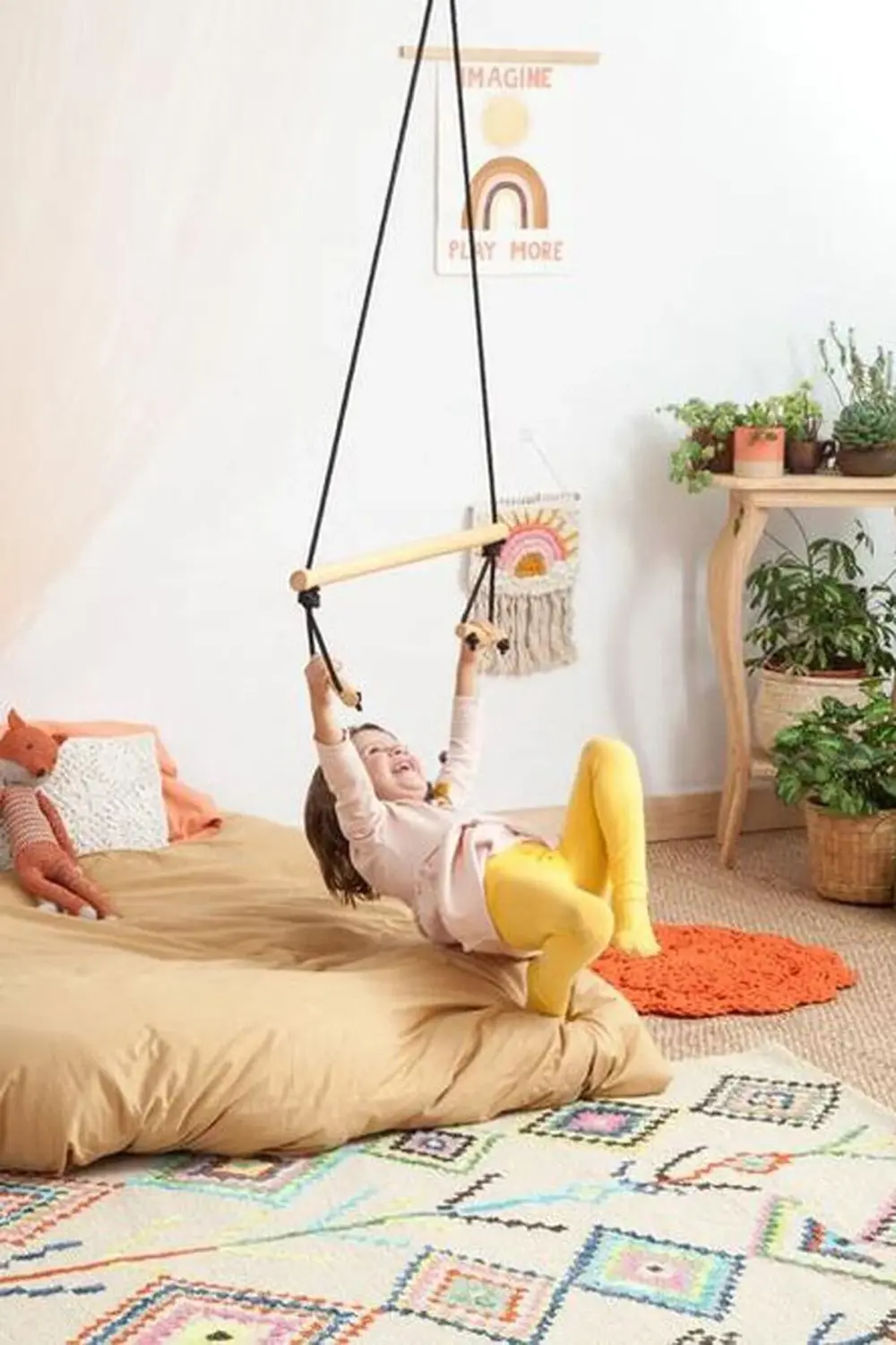 Çocuk Duyusal Ahşap Trapez Salıncak Çocuk Jinlastik Aktivite Geli