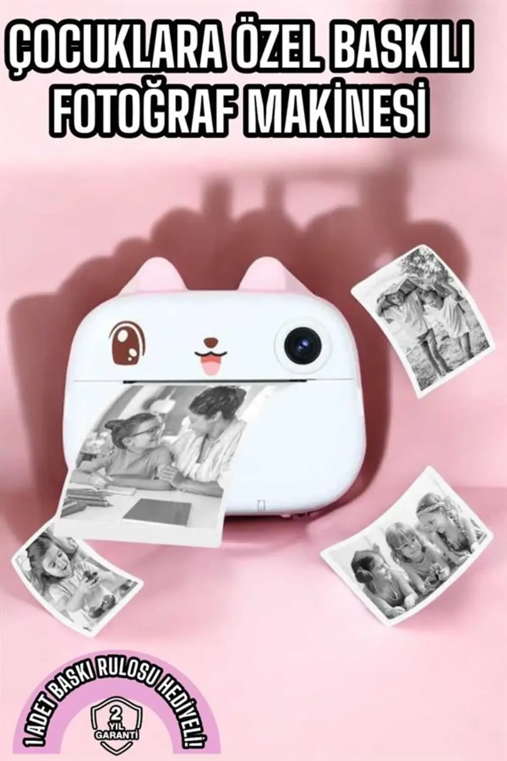 Çocuk Fotoğraf Makinesi Dijital HD Video Rulo Kağıt Baskılı Yazıc