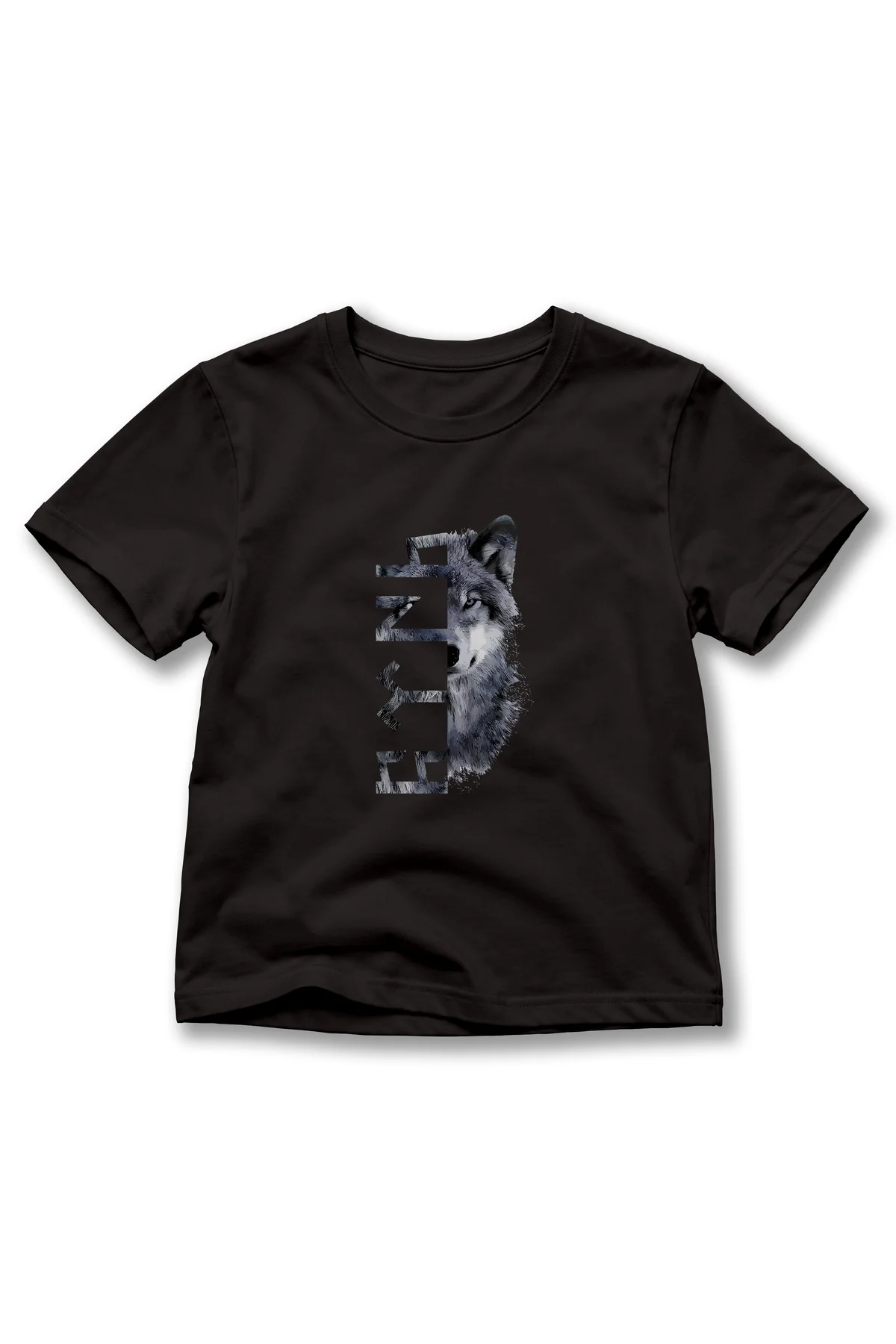 Çocuk Göktürk Yazılı Kurt Baskılı Tişört – Bozkurt Temalı Kısa Kollu Bisiklet Yaka T-Shirt