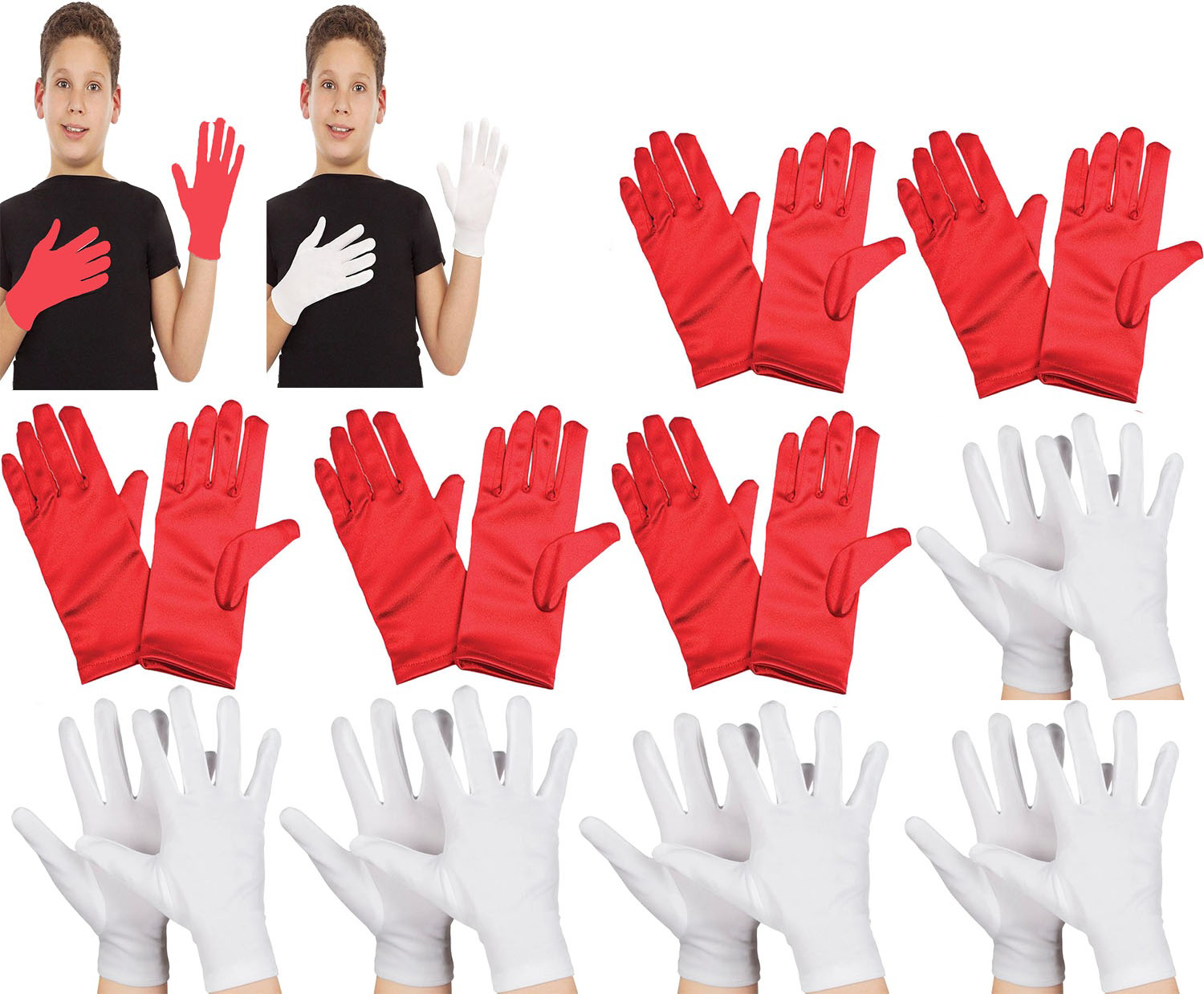 Çocuk Gösteri Eldiven Seti – 5 Çift Beyaz & 5 Çift Kırmızı Çocuk Gösteri Eldiven Seti – 5 Çift Beyaz & 5 Çift Kırmızı