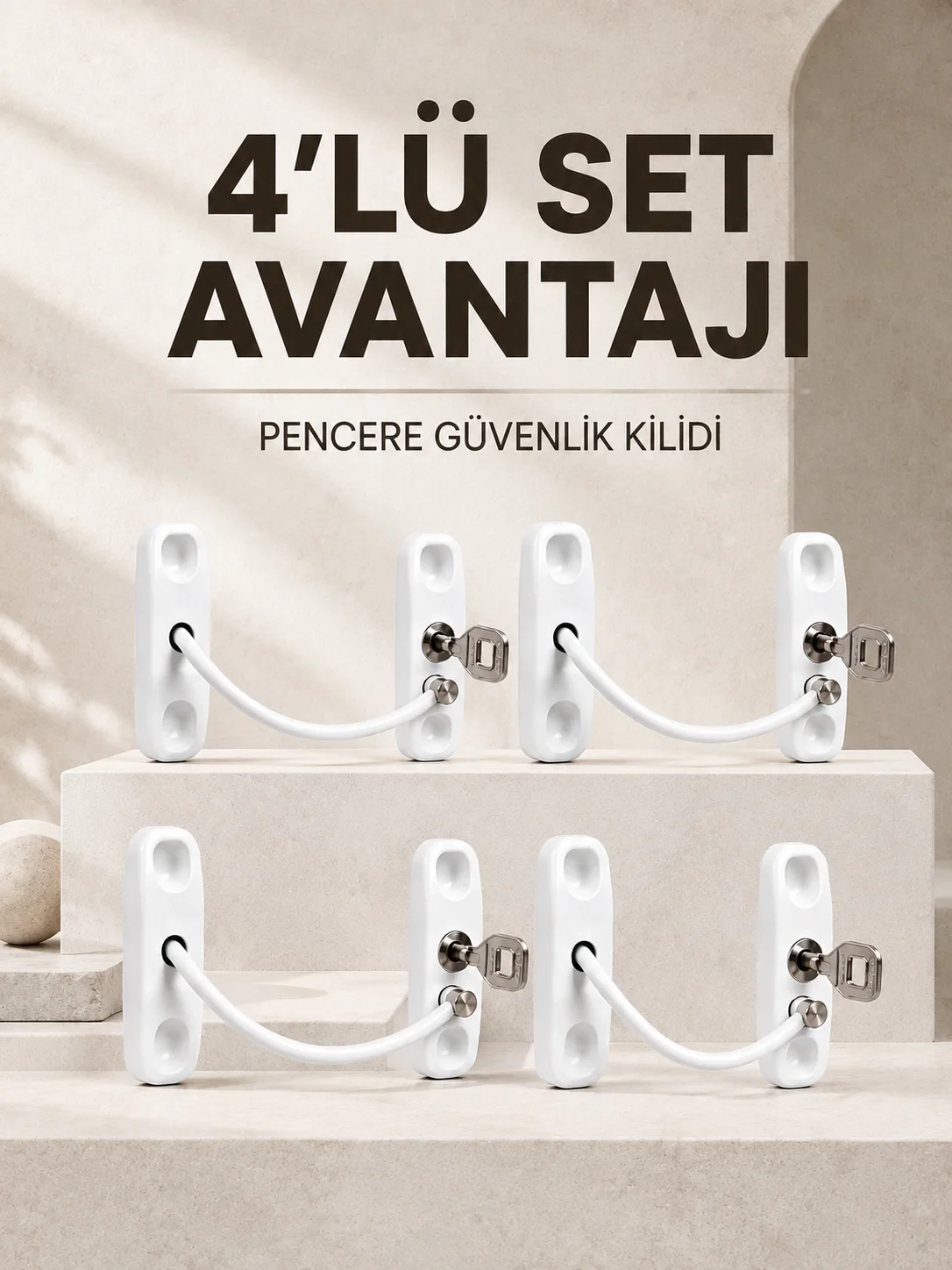 Çocuk Güvenliği İçin Pencere Kilidi Anahtarlı 4’lü Paket Fiyatı, Yorumları ve Özellikleri
