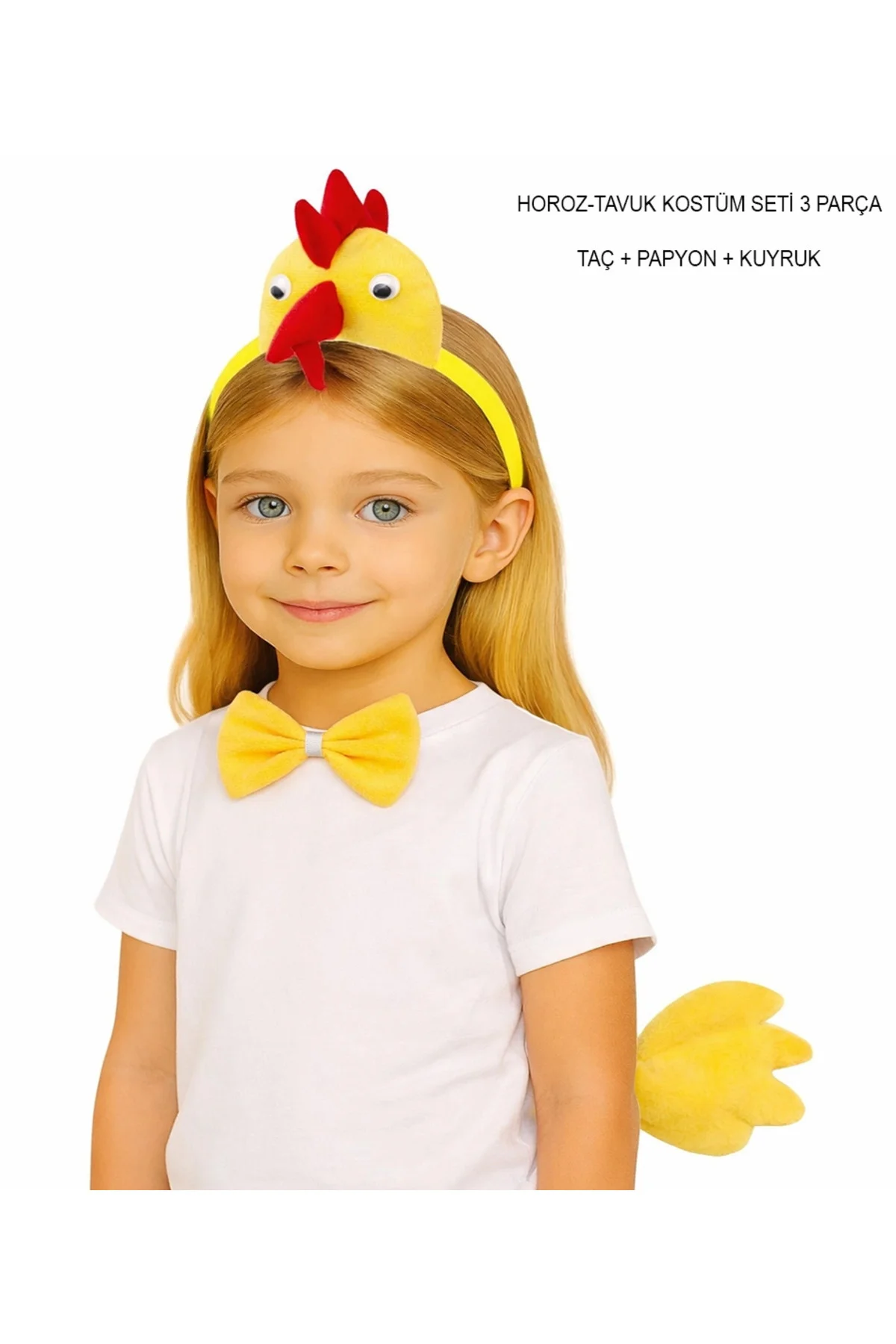 Çocuk Horoz Tavuk Kostüm Seti 3 Parça (Taç + Papyon + Kuyruk) Çocuk Horoz Tavuk Kostüm Seti 3 Parça (Taç + Papyon + Kuyruk)