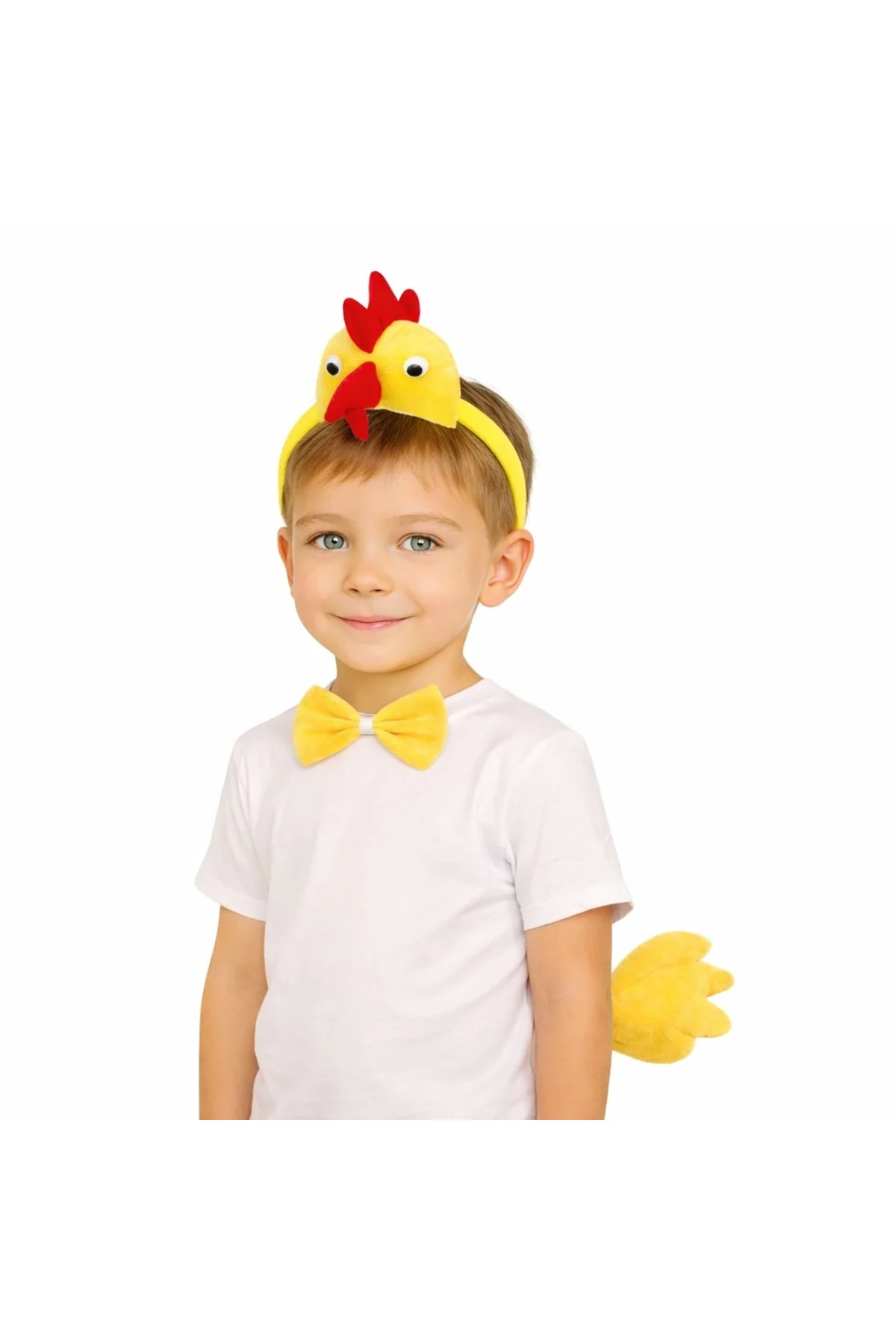 Çocuk Horoz Tavuk Kostüm Seti 3 Parça (Taç + Papyon + Kuyruk) Çocuk Horoz Tavuk Kostüm Seti 3 Parça (Taç + Papyon + Kuyruk)